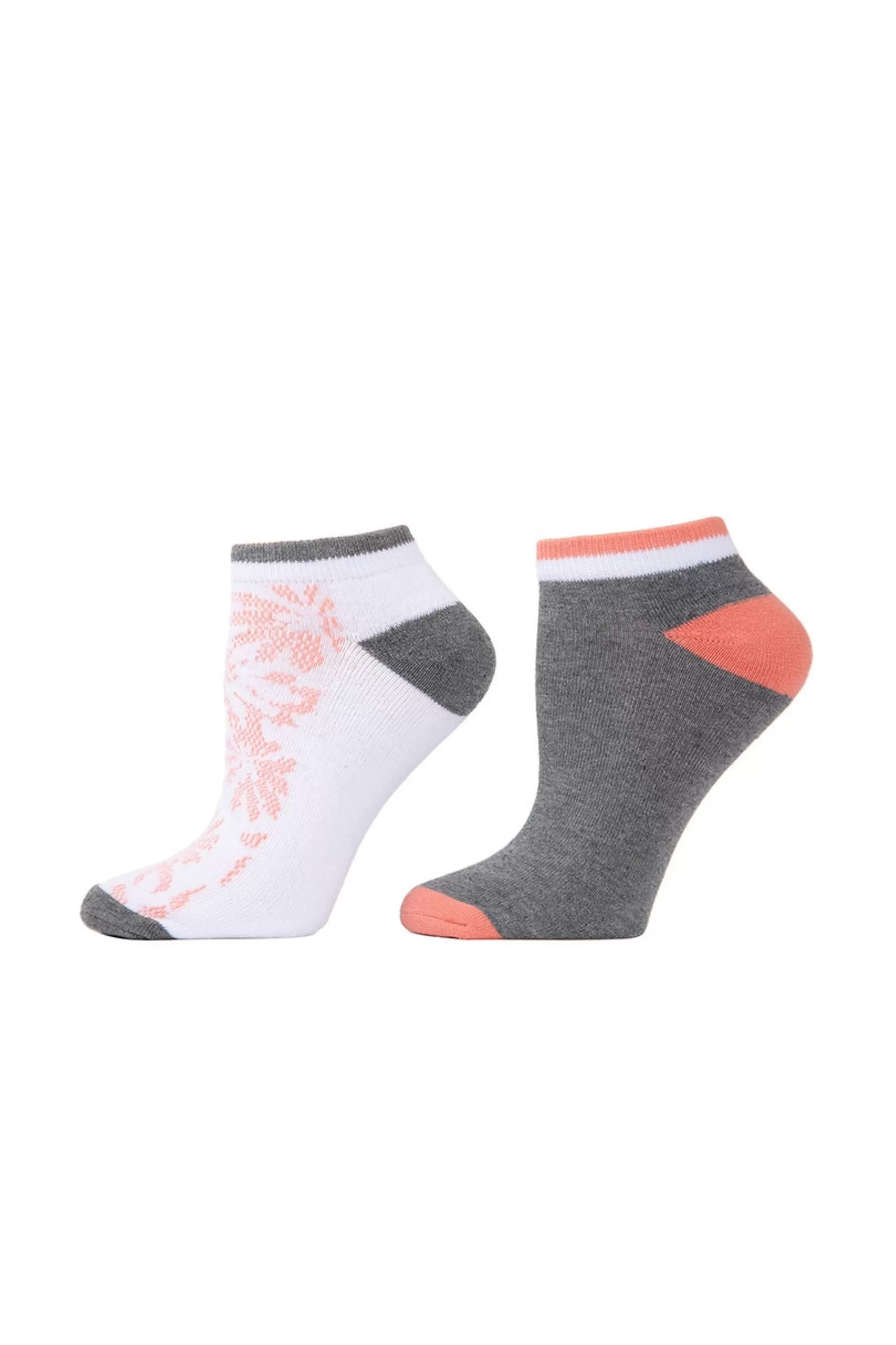 Natori Socks<Abstract Floral Socks - 2 Pair Pack White/Peach