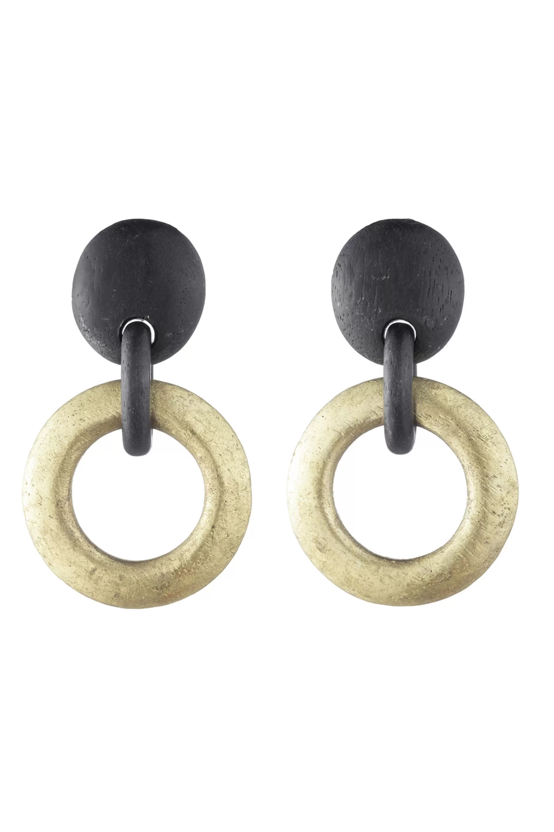 Natori Earrings<Acacia Wood And Gold Plated Hoop Earrings