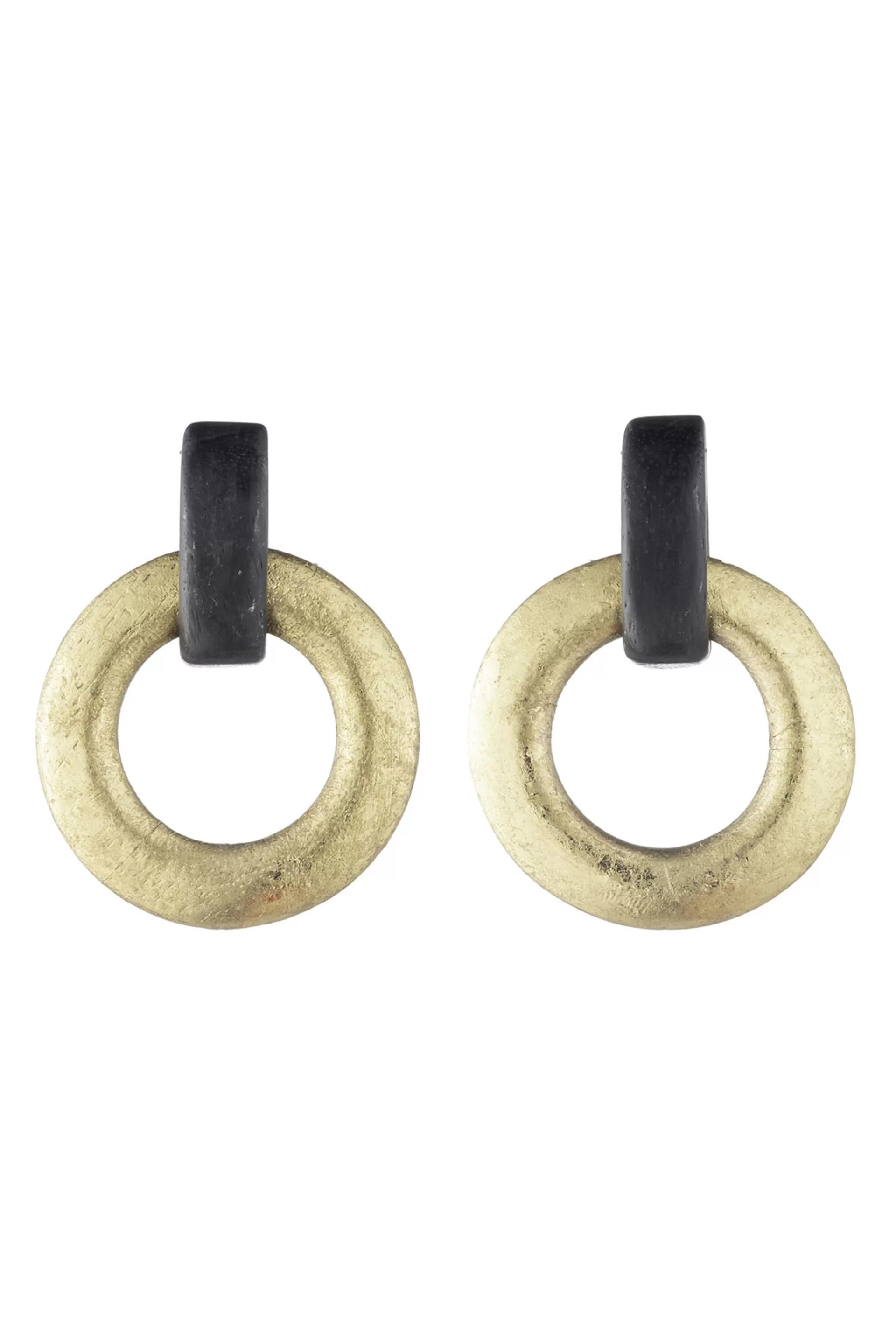 Natori Earrings<Acacia Wood And Gold Plated Interlocked Hoop Earrings