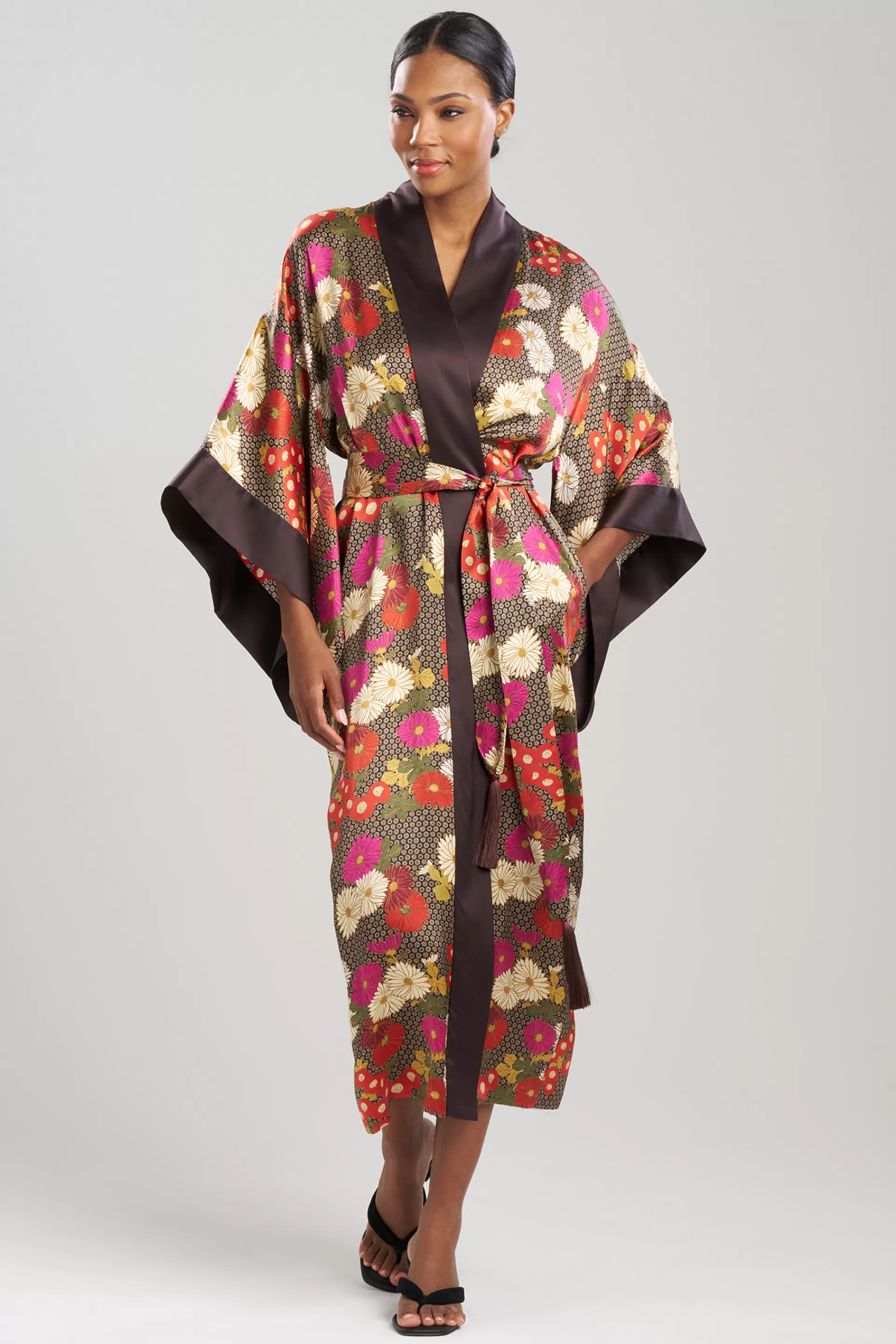 Natori Robes & Kimonos<Agathe Kimono Silk Robe Chocolate