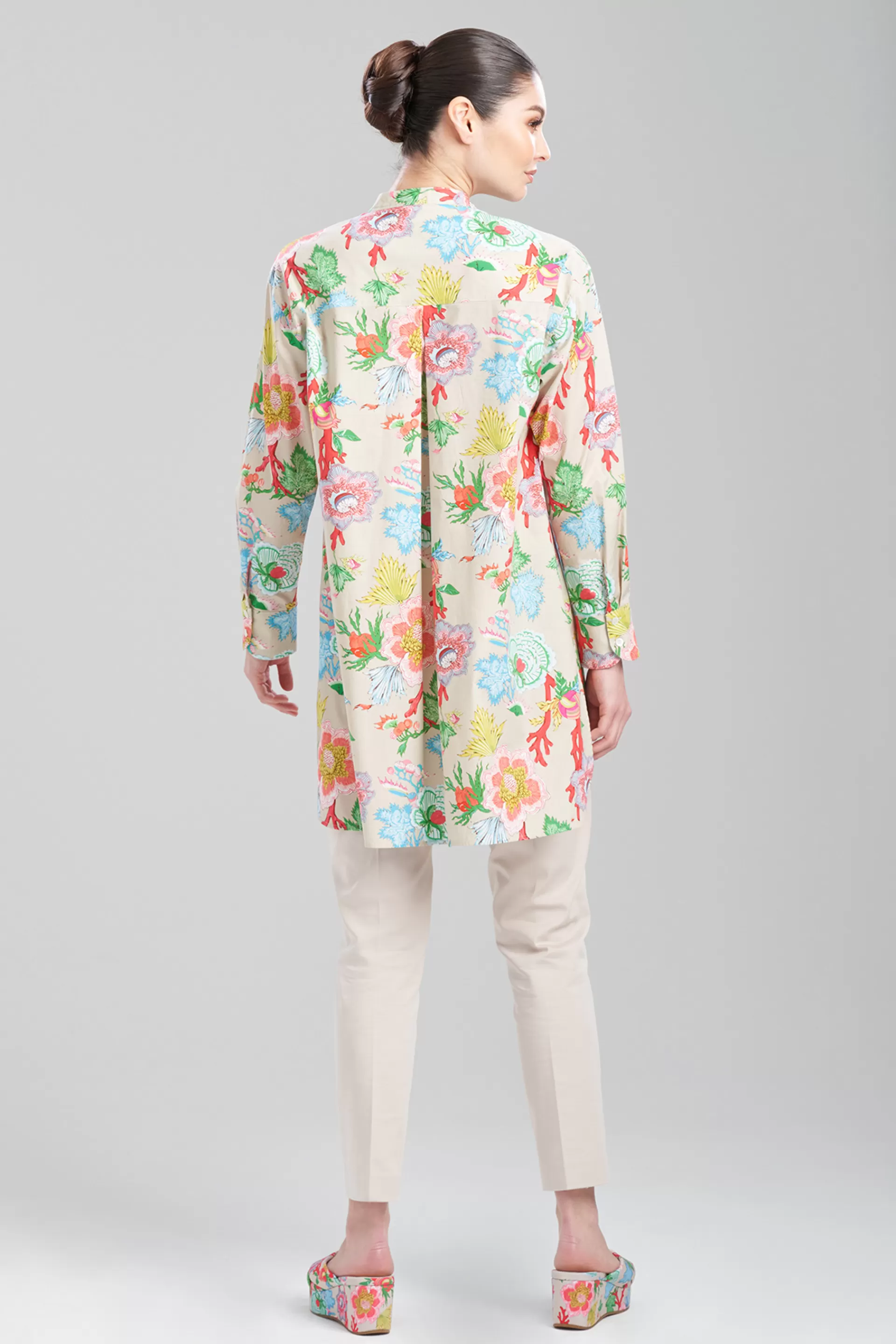 Natori Tops, Shirts & Tunics<Amanpulo Cotton Poplin Oversized Mandarin Top White Sand