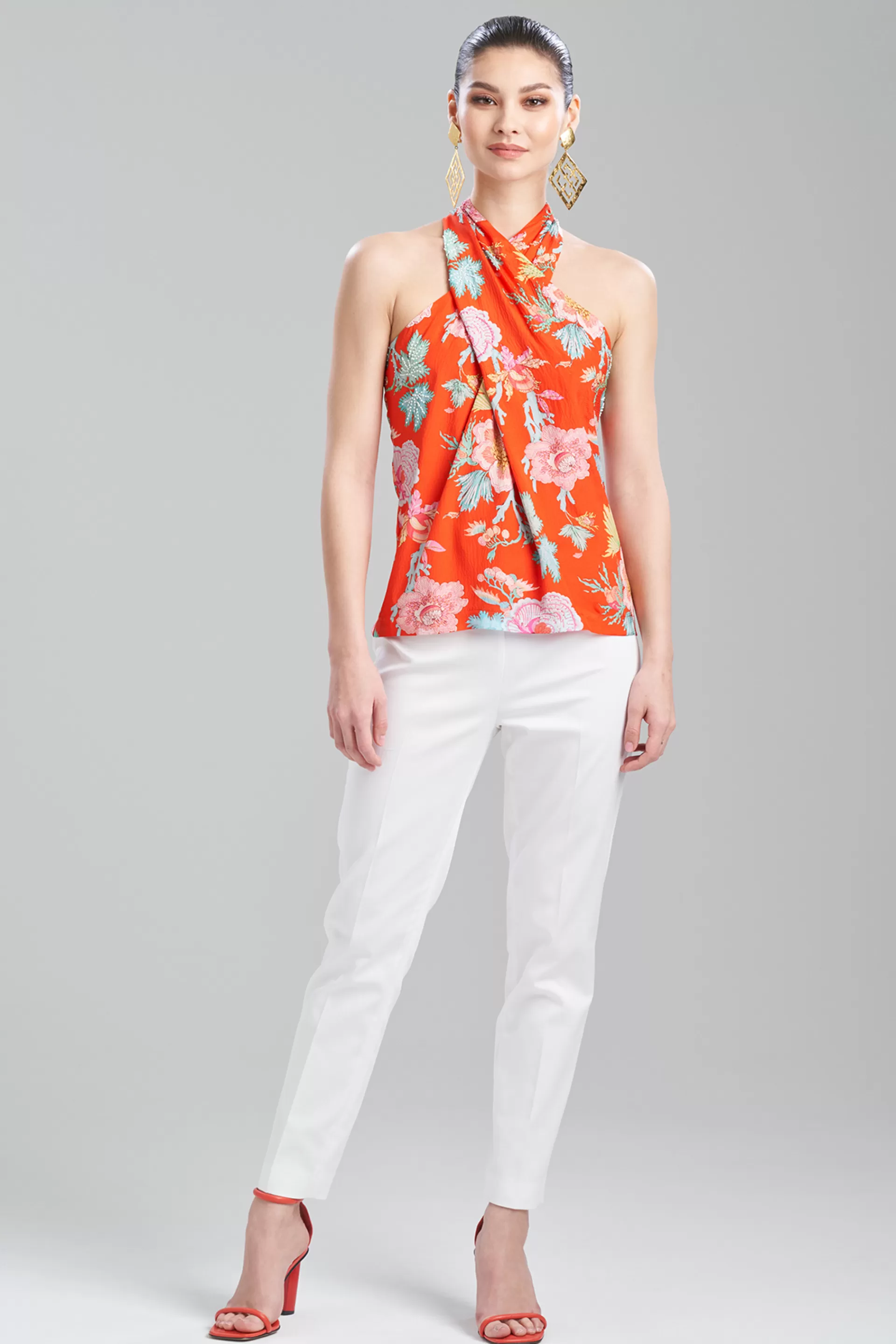 Natori Tops, Shirts & Tunics<Amanpulo Obi Silk Beaded Halter Top Paradise Orange