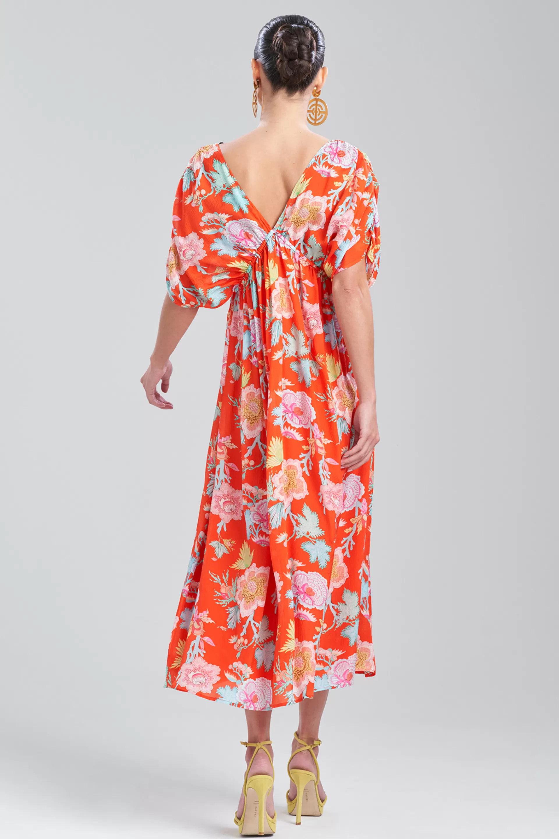 Natori Dresses<Amanpulo Obi Silk Beaded Kimono Dress Paradise Orange