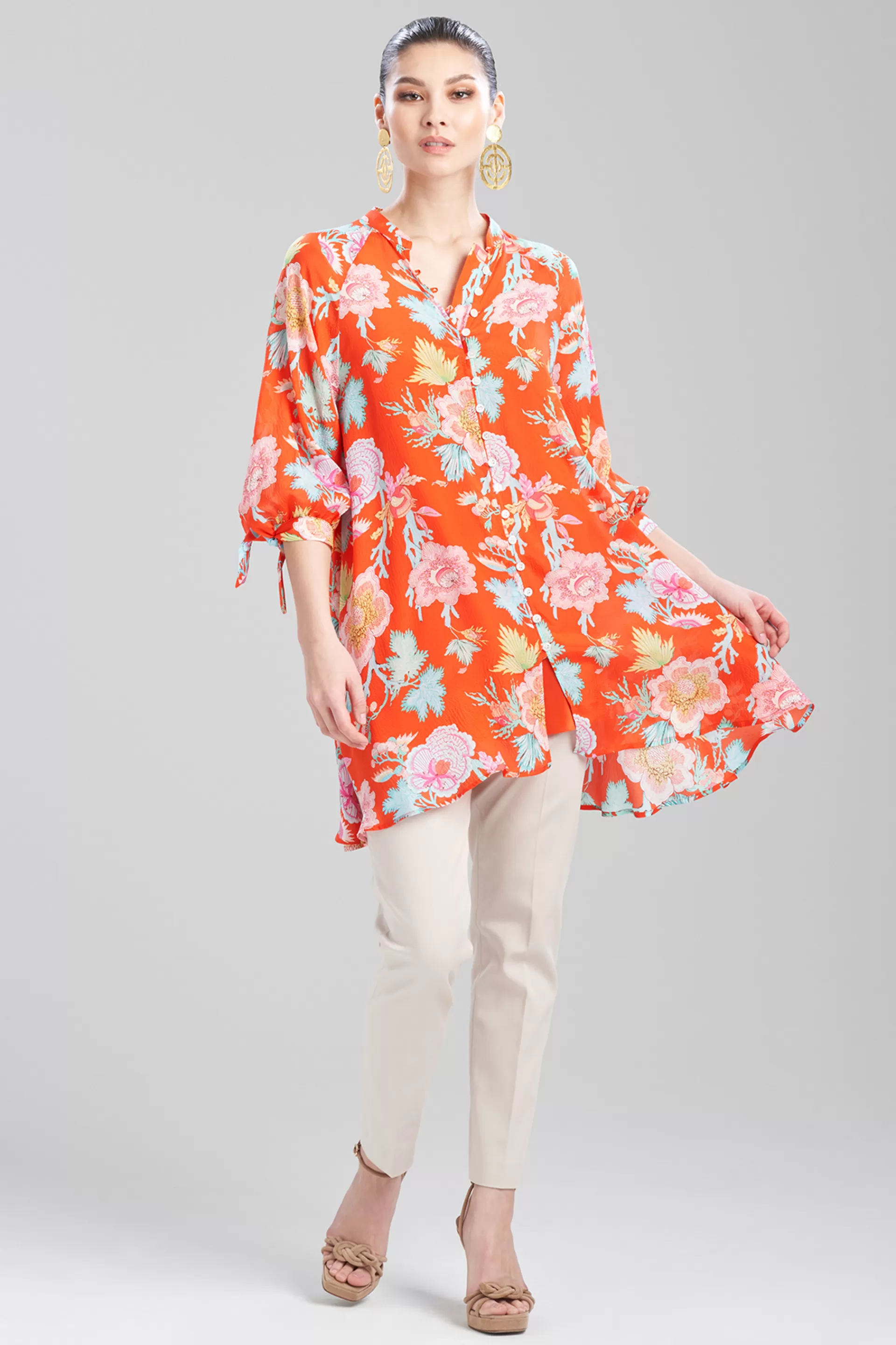 Natori Tops, Shirts & Tunics<Amanpulo Obi Silk Oversized Top Paradise Orange