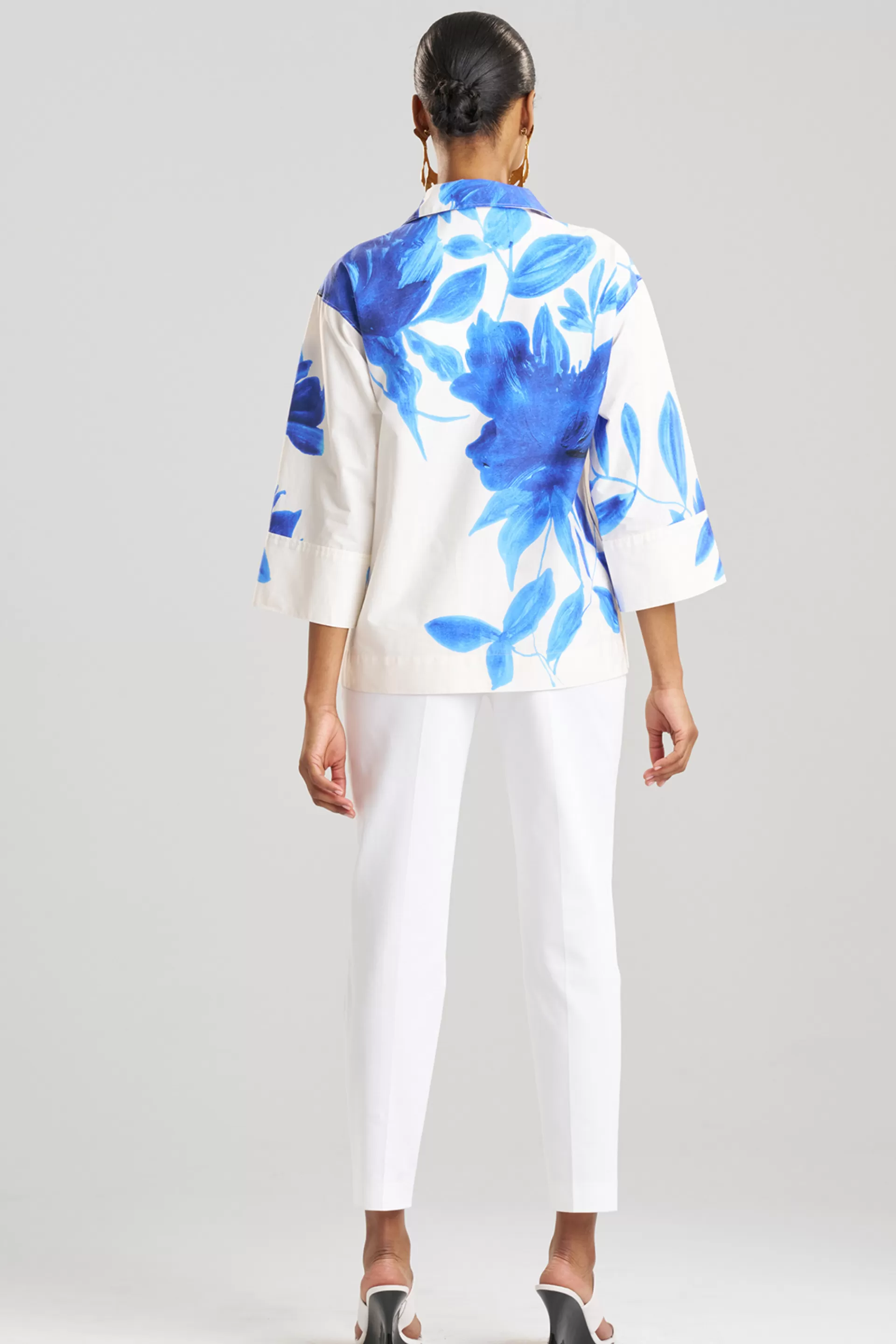 Natori Tops, Shirts & Tunics<Andora Printed Cotton Poplin Kimono Wrap Shirt