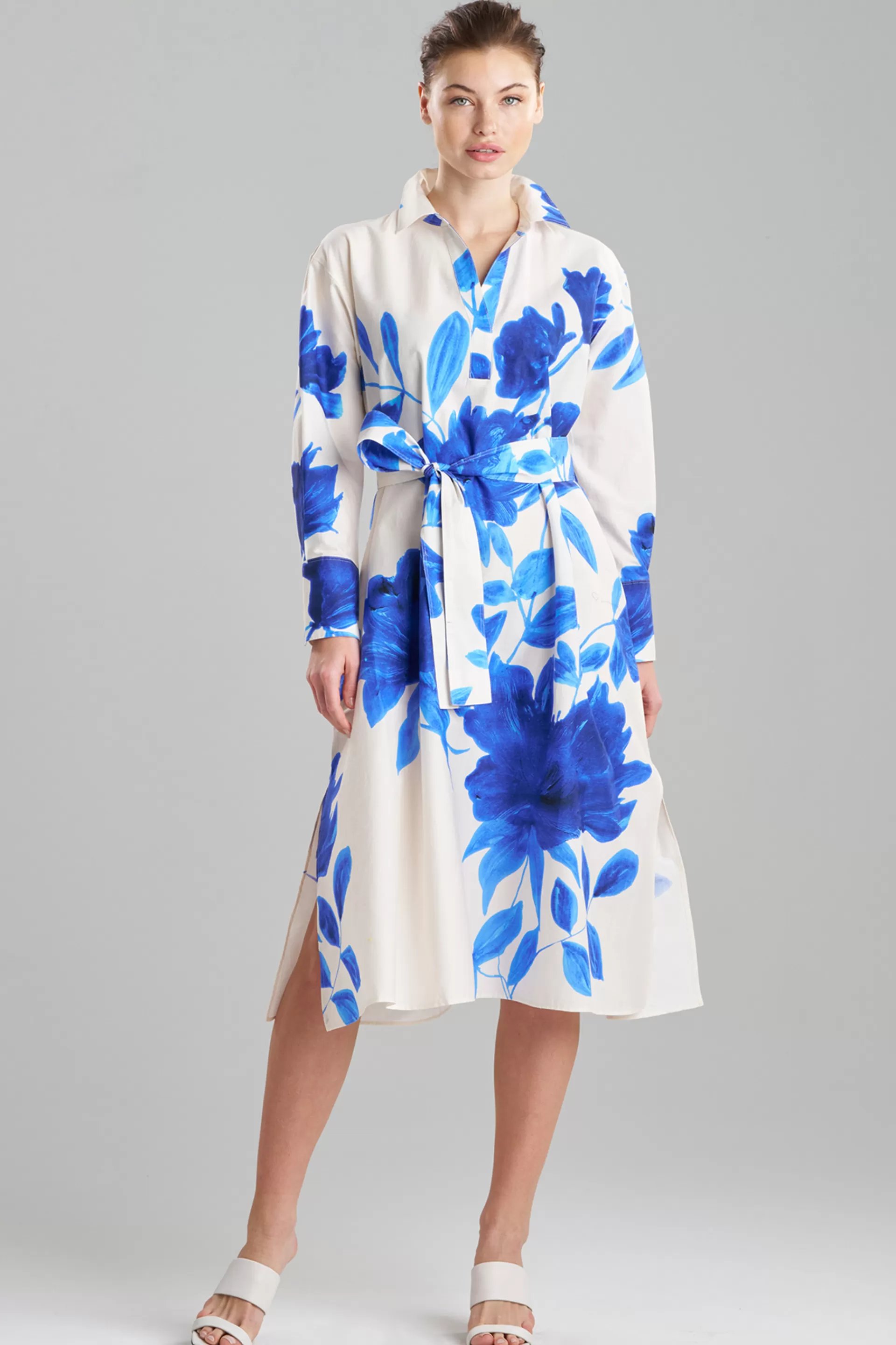 Natori Dresses<Andora Printed Cotton Poplin Oversized Shirtdress Majorelle