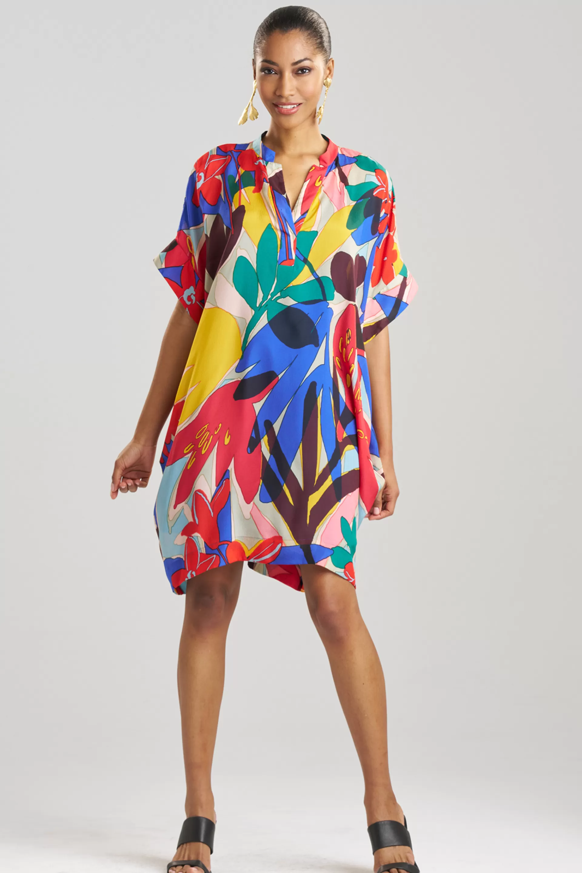 Natori Dresses | Beach Caftans<Antibes Printed Obi Silk Caftan Dress Multi