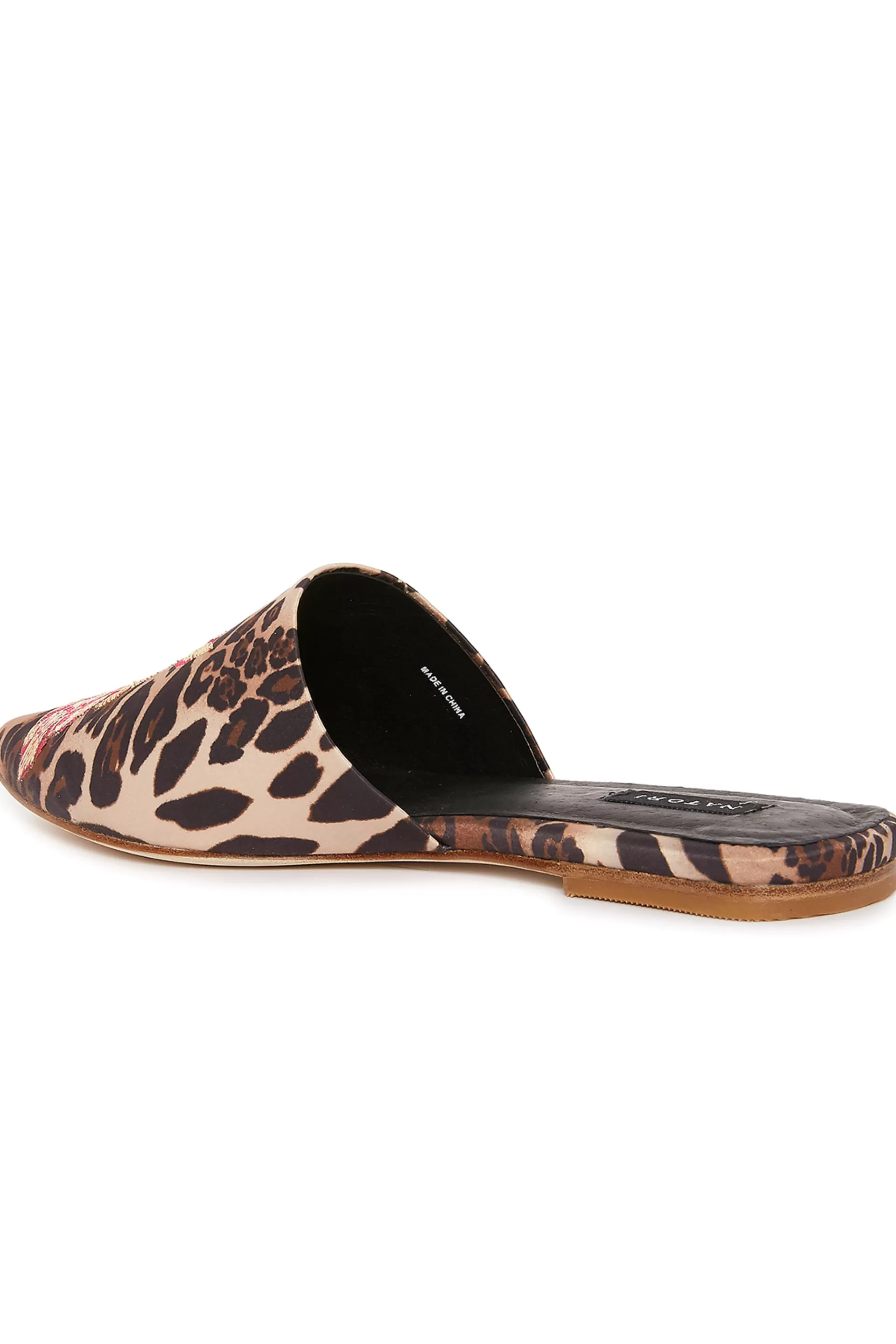 Natori Slides<Arri Luxe Leopard Satin Embroidered Slide Chestnut