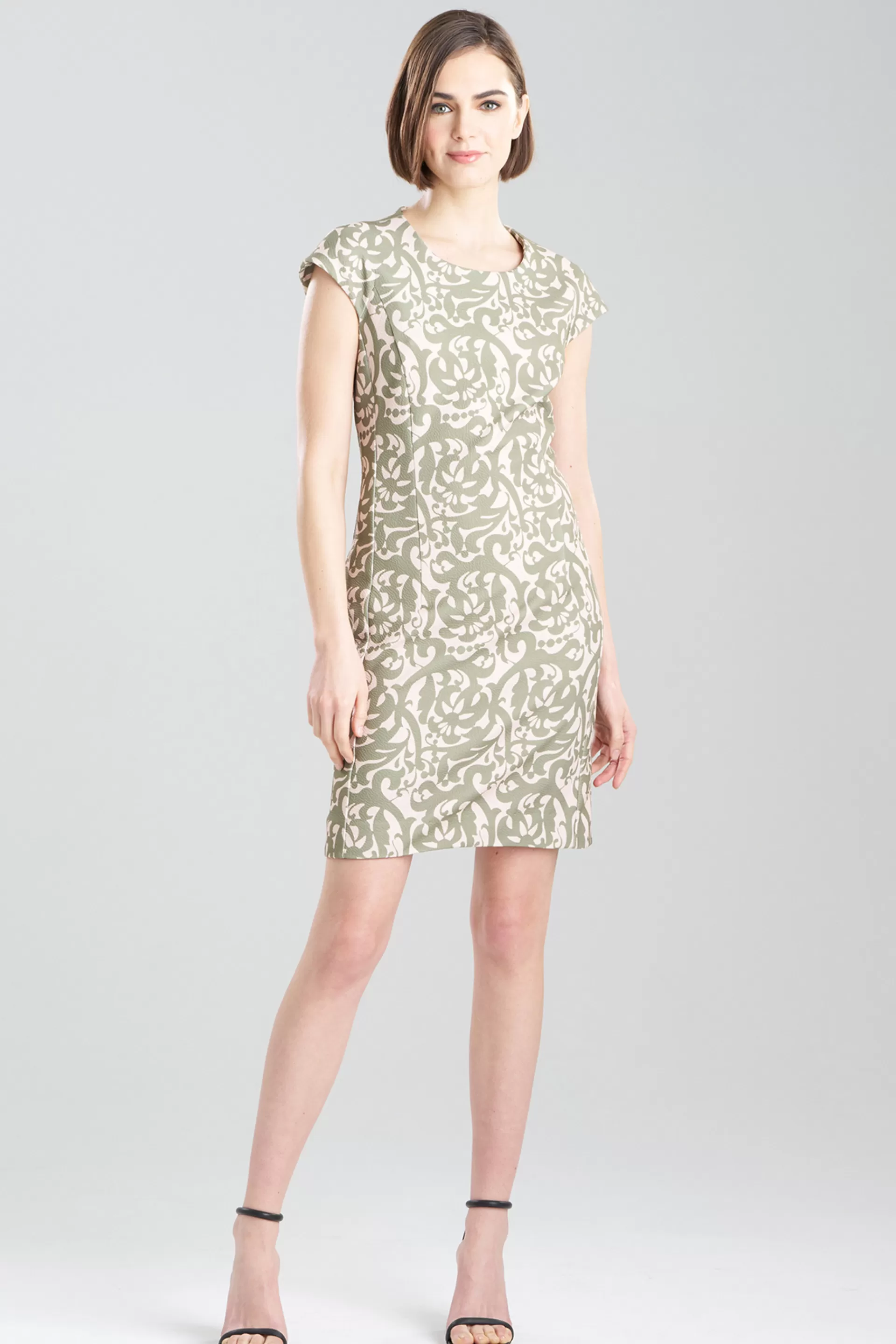 Natori Dresses<Art Nouveau Scroll Shift Dress Olive