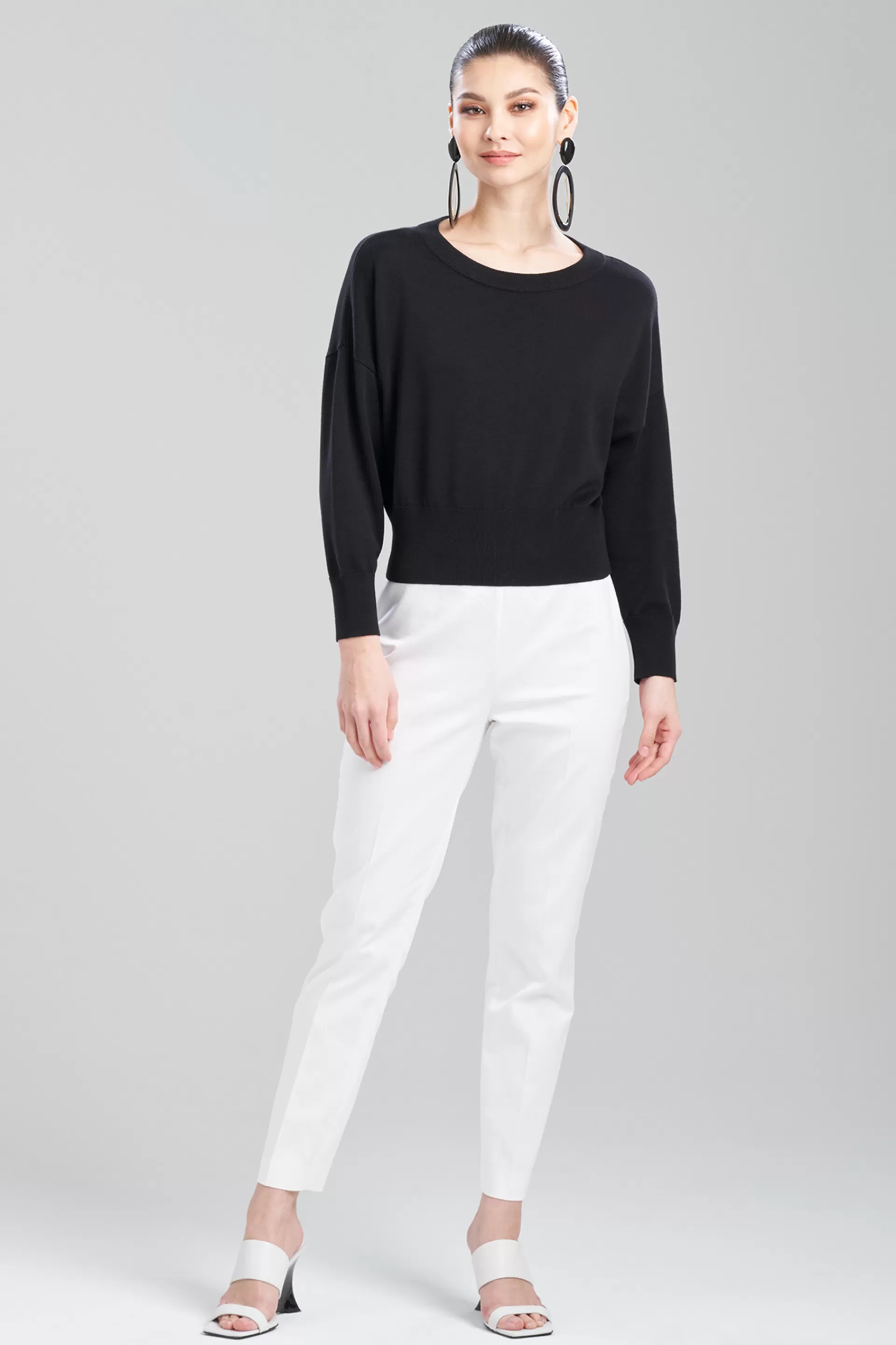 Natori Tops, Shirts & Tunics | Knitwear<Beijing Textured Knit Crewneck Cropped Sweater