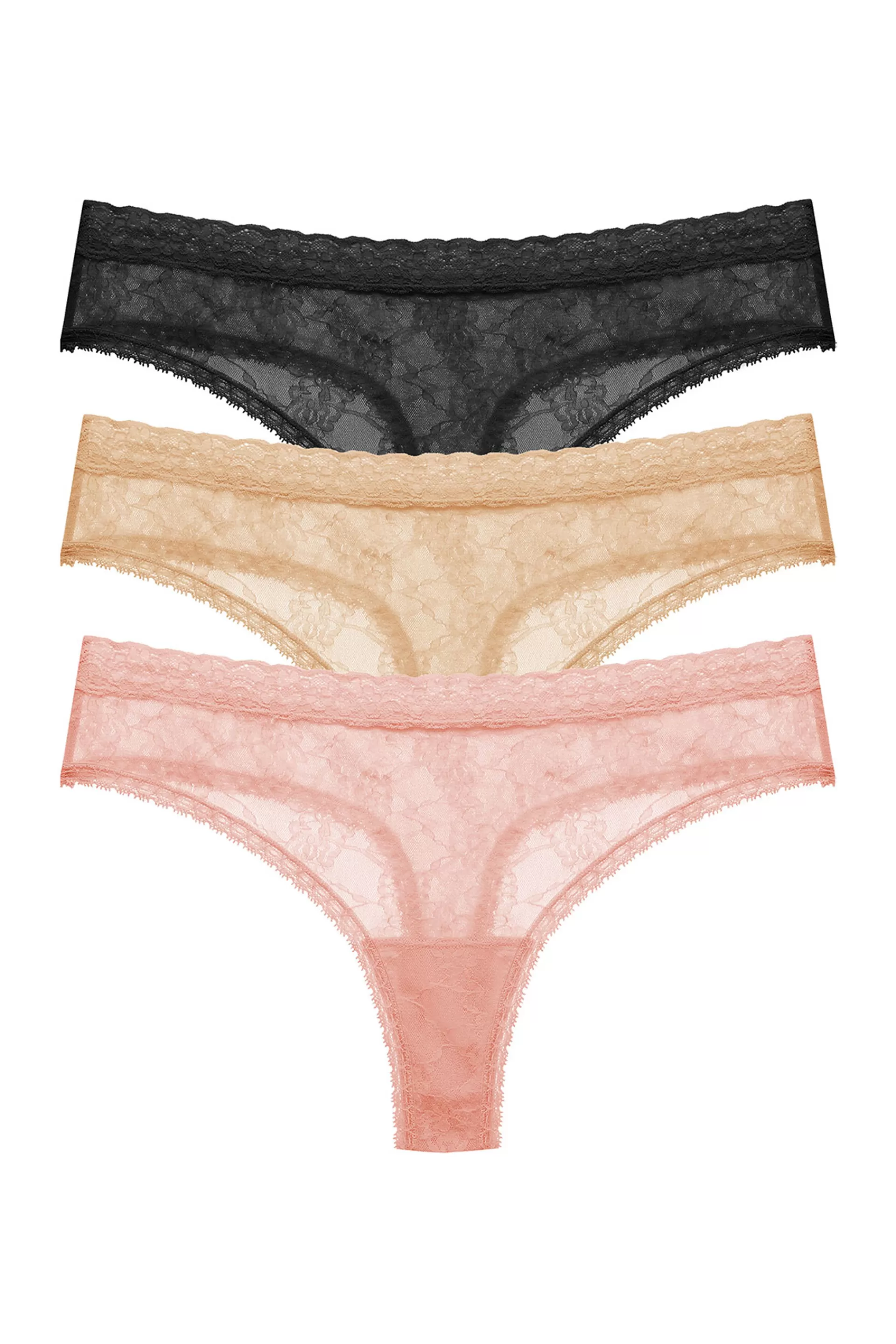 Natori Thongs<Bliss Allure One-Size Lace Thong 3-Pack