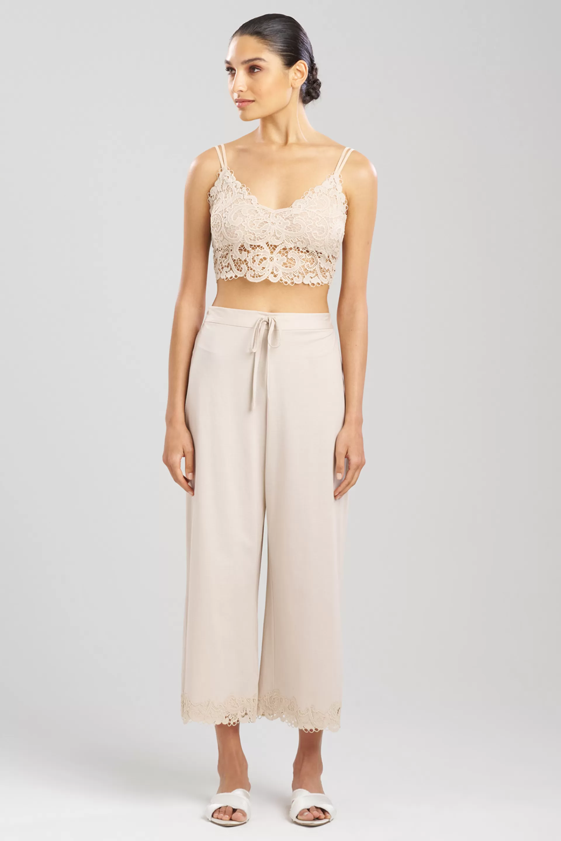 Natori Pajama Bottoms | Lounge Bottoms<Bliss Harmony Lace Applique Cropped Pants