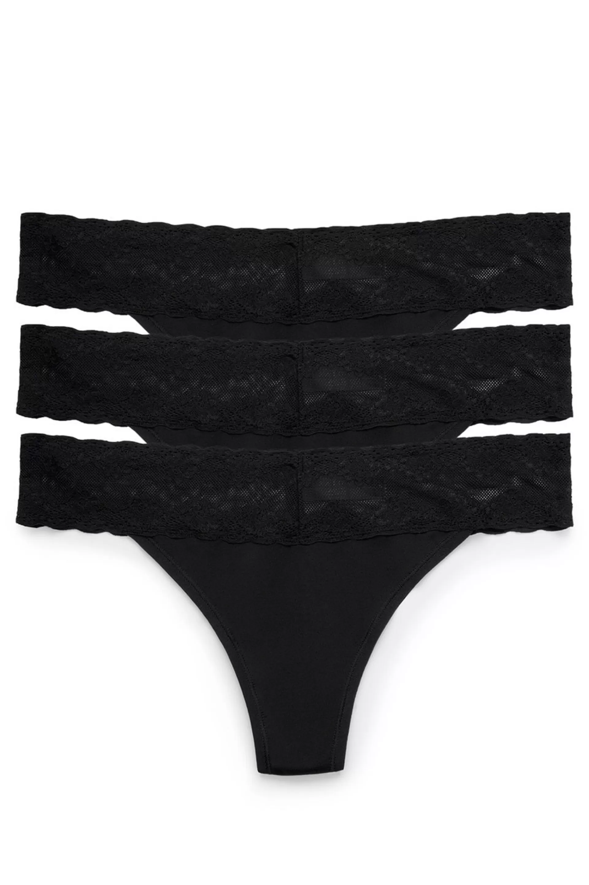 Natori Thongs<Bliss Perfection O/S Thong 3 Pack - Black