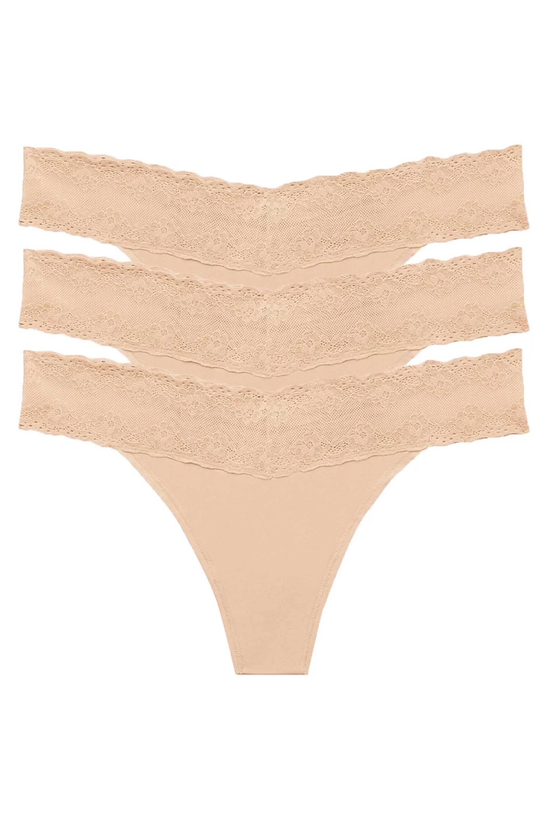 Natori Thongs<Bliss Perfection O/S Thong 3 Pack - Cafe