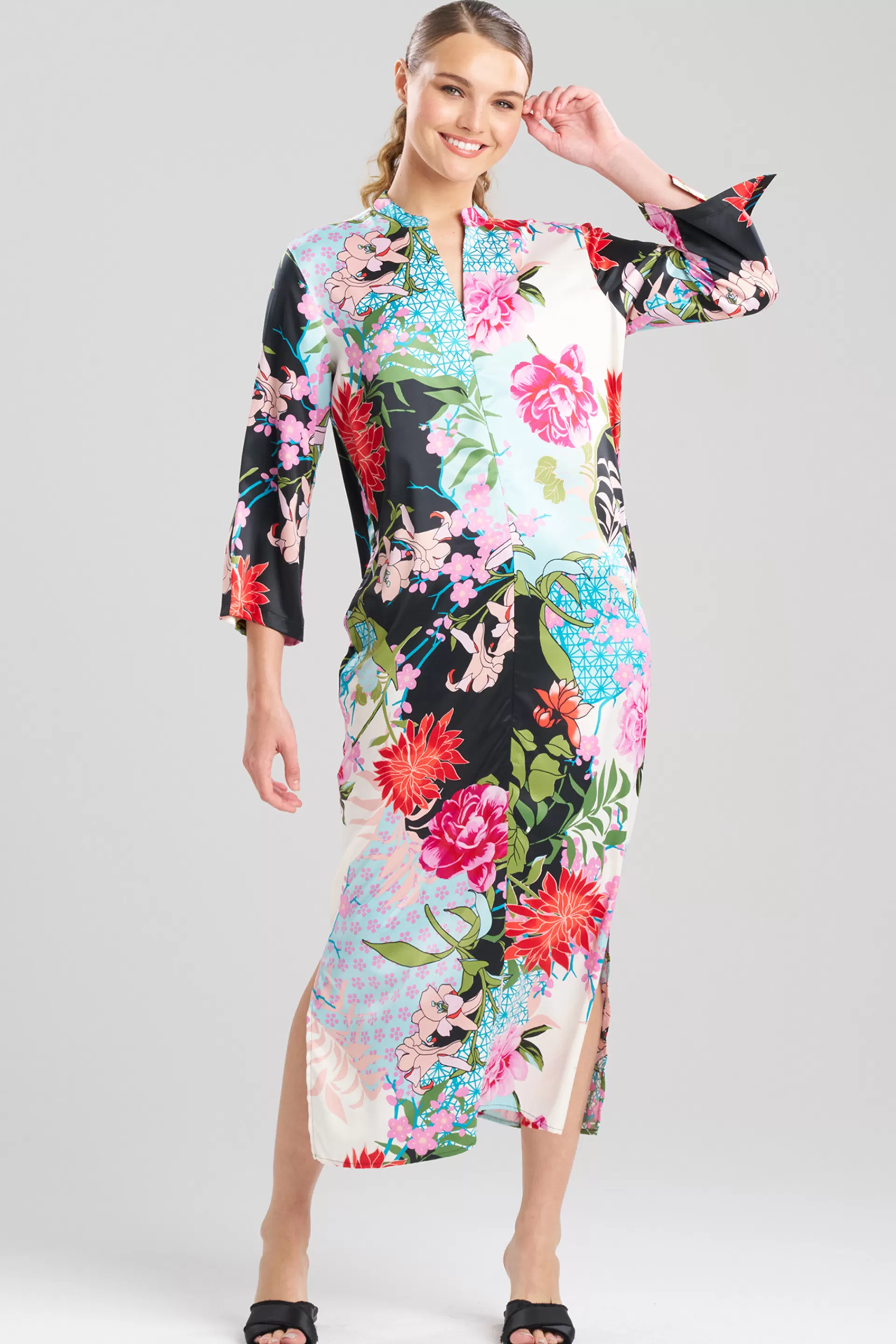 Natori Caftans | Caftan Dresses<Botanique Satin Zip Caftan