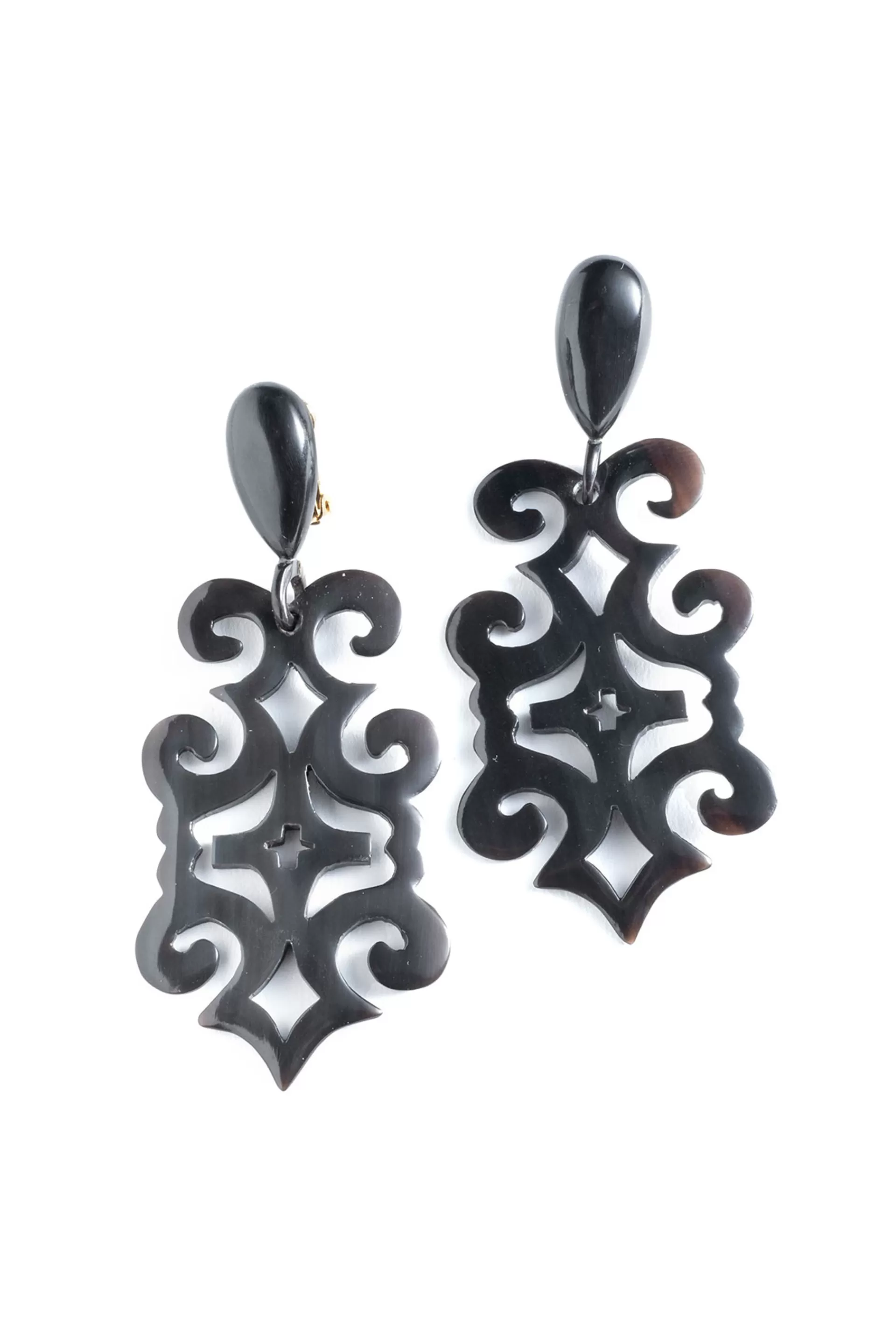 Natori Earrings<Buffalo Horn Cut Out Earrings Black