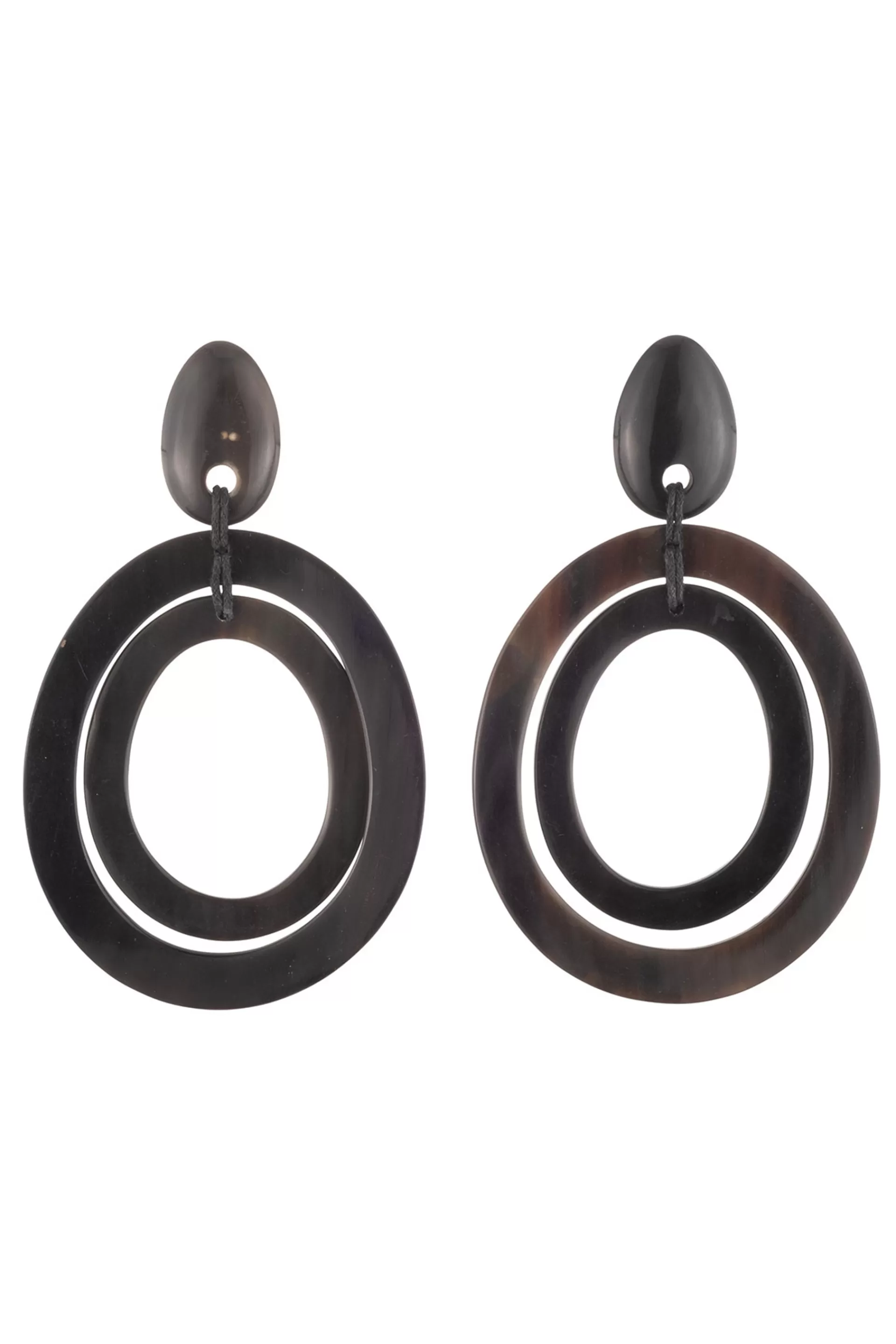 Natori Earrings<Buffalo Horn Double Hoop Earrings Black