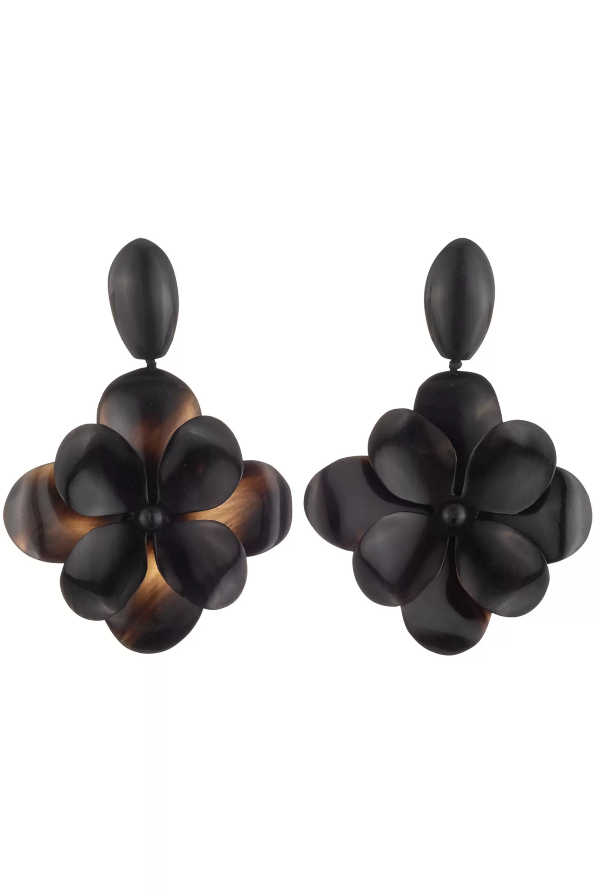 Natori Earrings<Buffalo Horn Floral Earrings Black