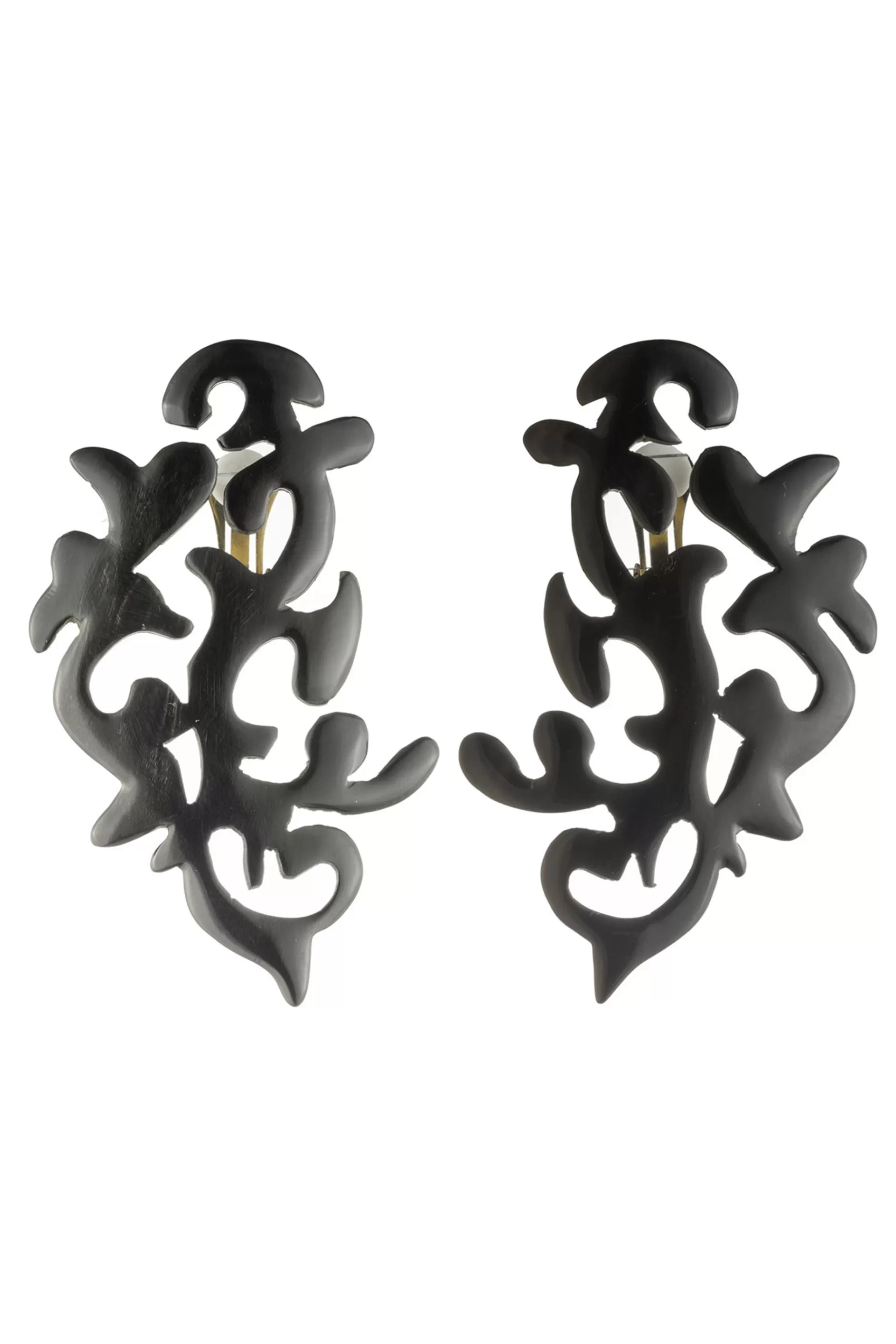 Natori Earrings<Buffalo Horn Scroll Earrings Black