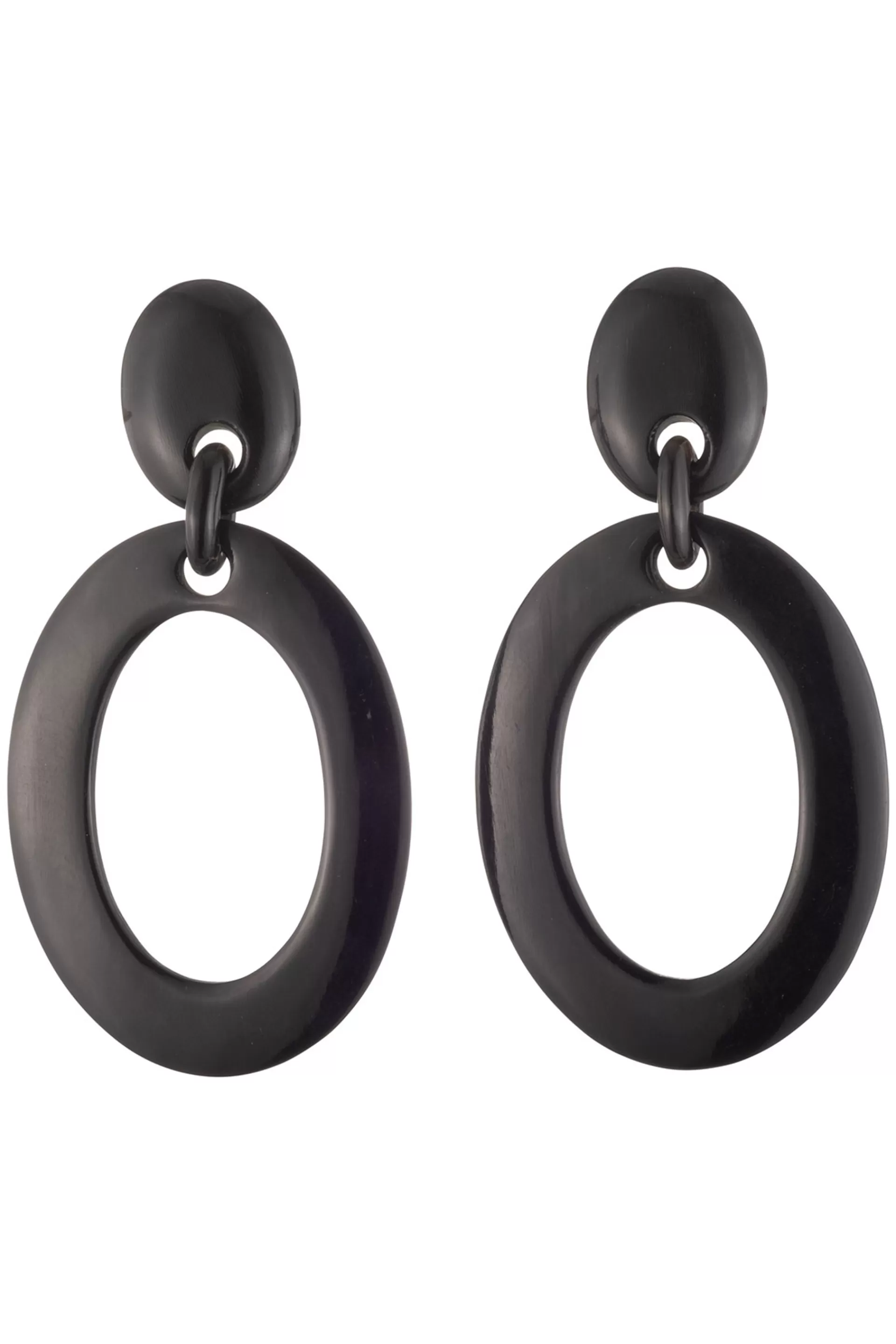 Natori Earrings<Buffalo Horn Single Oval Hoop Earrings Black