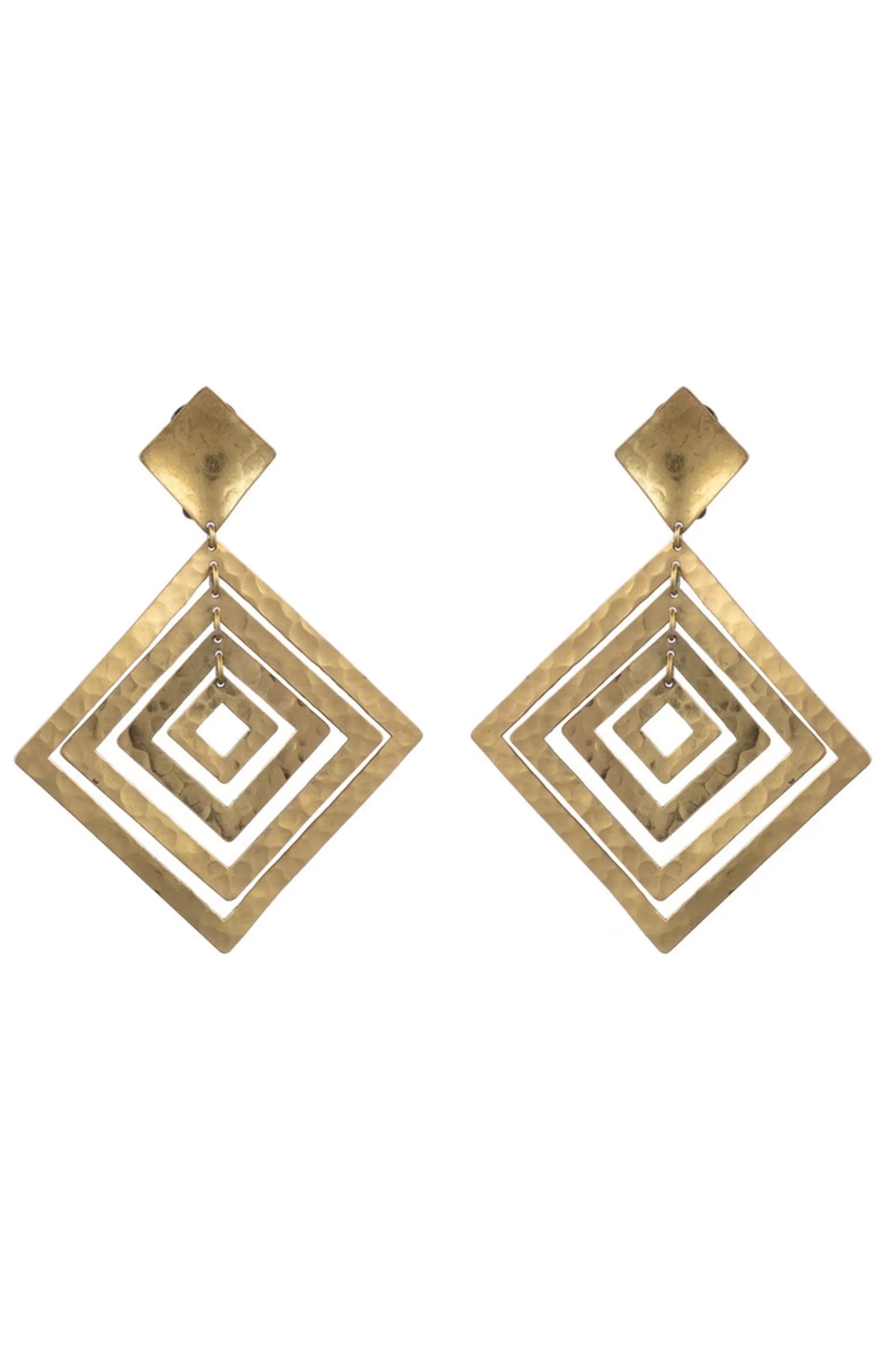 Natori Earrings<Buffed Brass Diamond Clip Earrings Gold