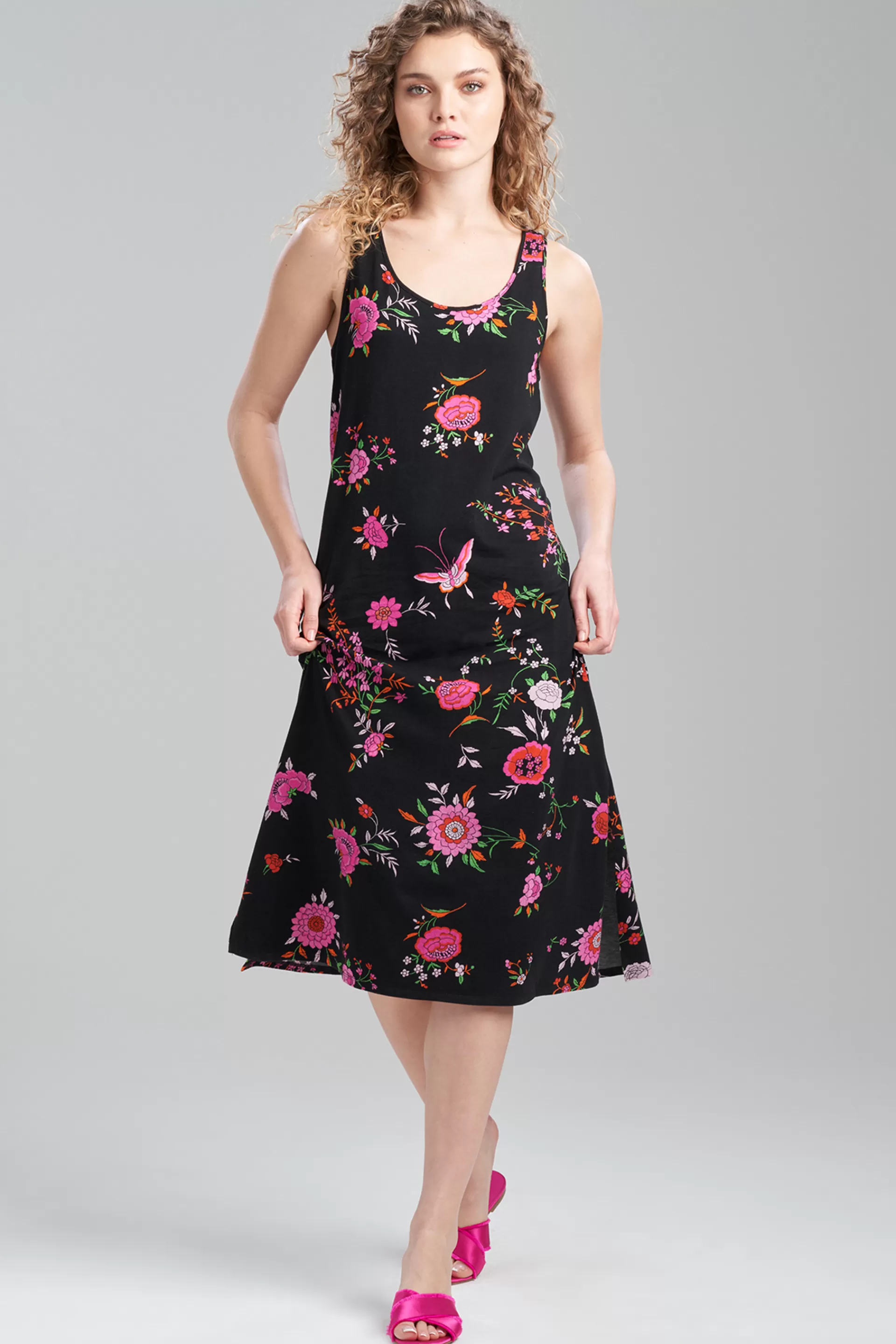 Natori Gowns<Butterfly Garden Tank Gown Black Multi