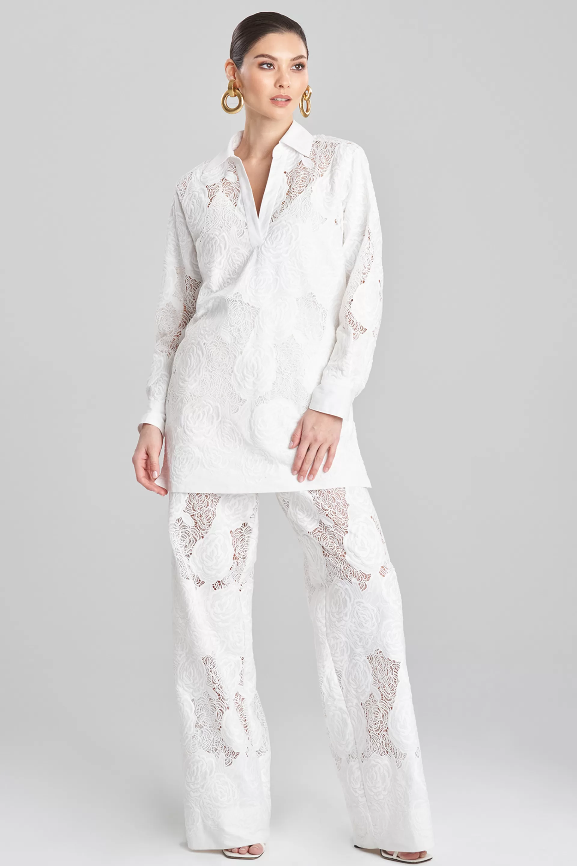 Natori Bridal Shower Outfits | Plus Sizes<Calado Embroidery Cotton Oversized Top White