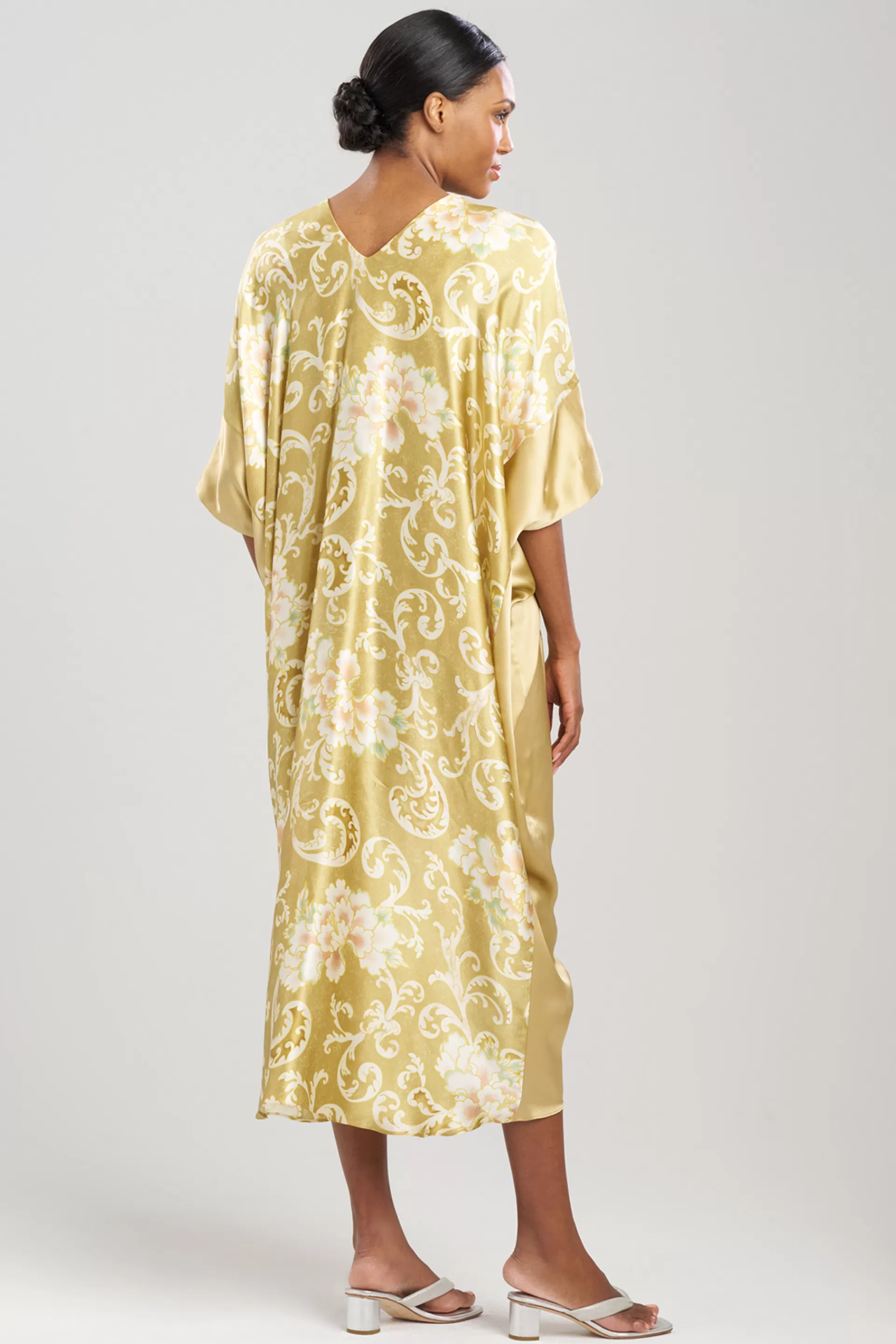 Natori Caftan Dresses<Camille Floral Scroll Silk Caftan