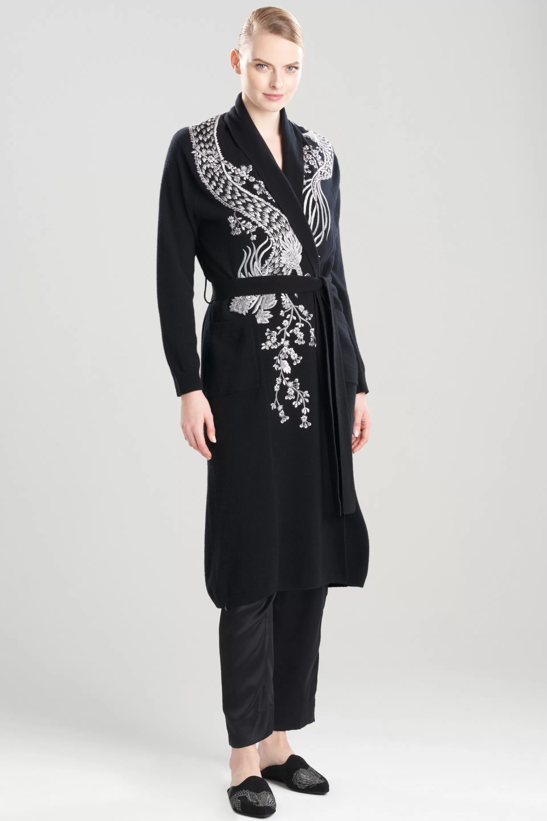 Natori Robes & Kimonos<Cashmere Embroidered Dragon Robe Black