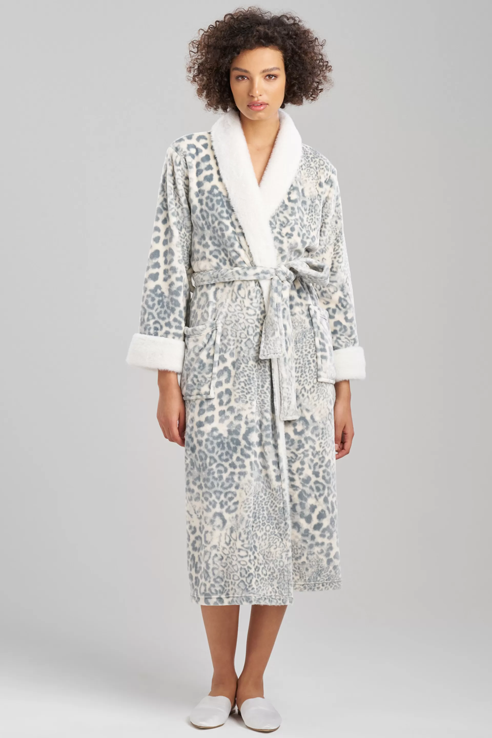 Natori Robes & Kimonos<Cashmere Leopard Faux Fur Collar Robe