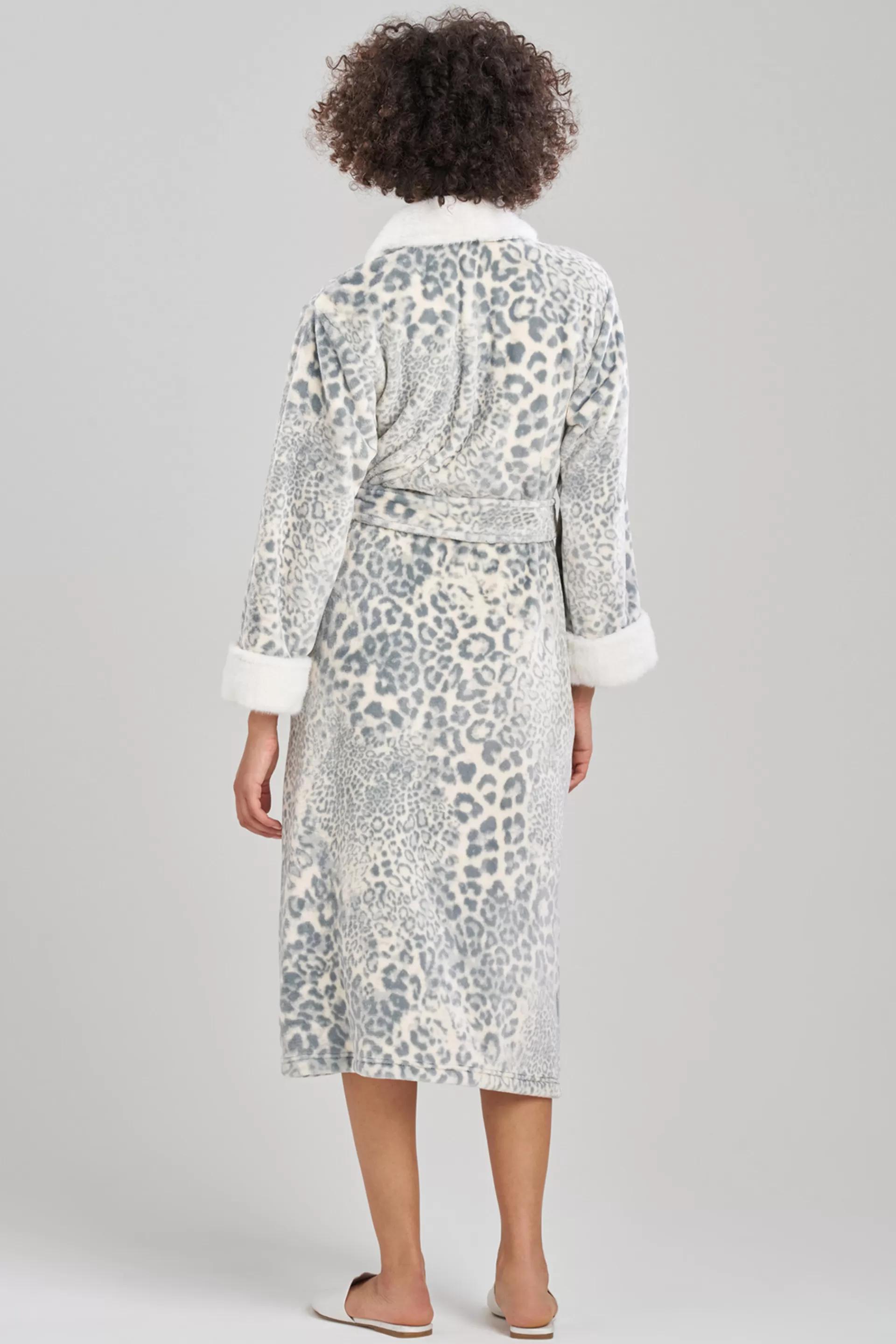 Natori Robes & Kimonos<Cashmere Leopard Faux Fur Collar Robe