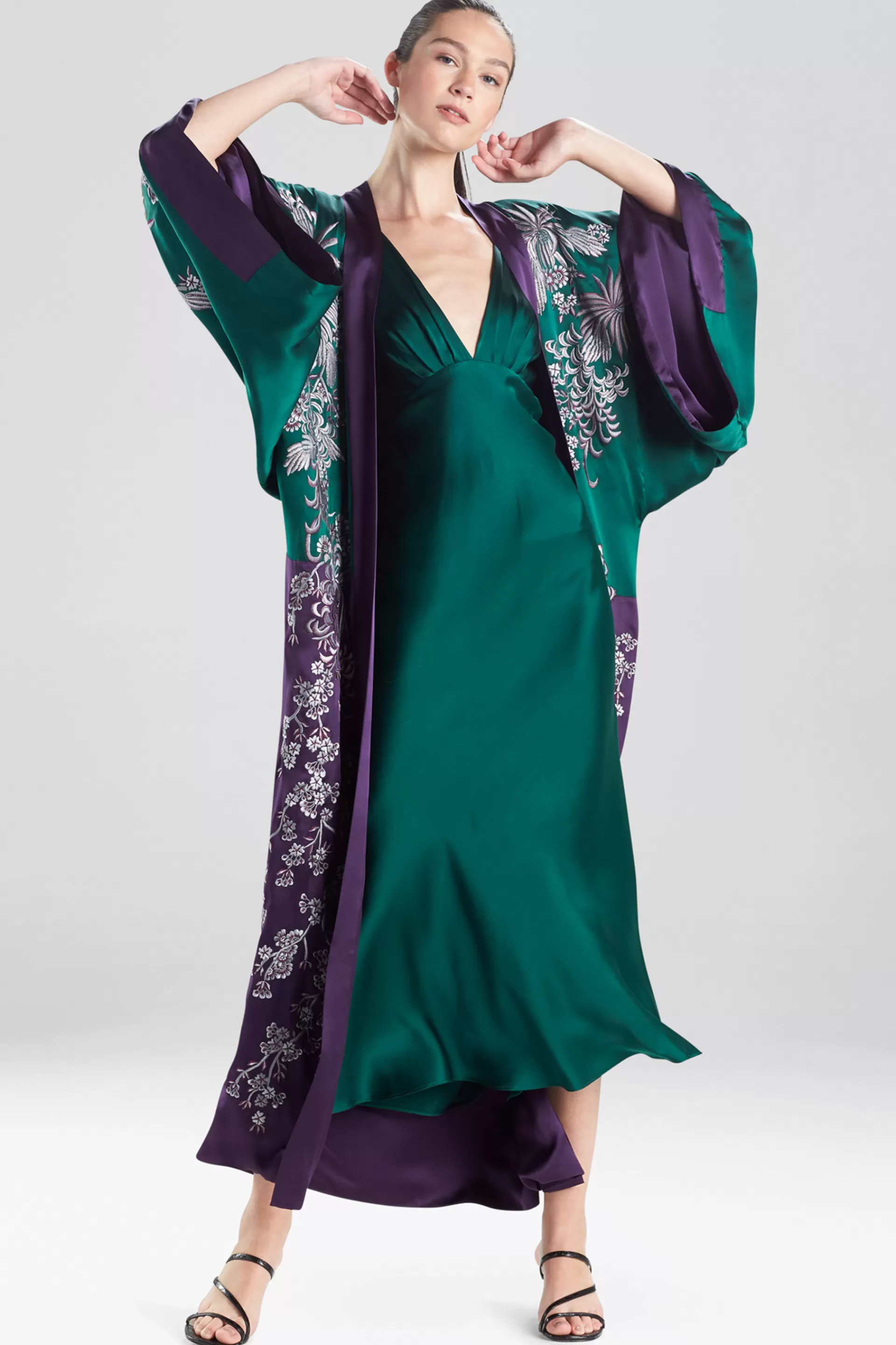 Natori Robes & Kimonos<Chinoiserie Embroidery Silk Robe Juniper