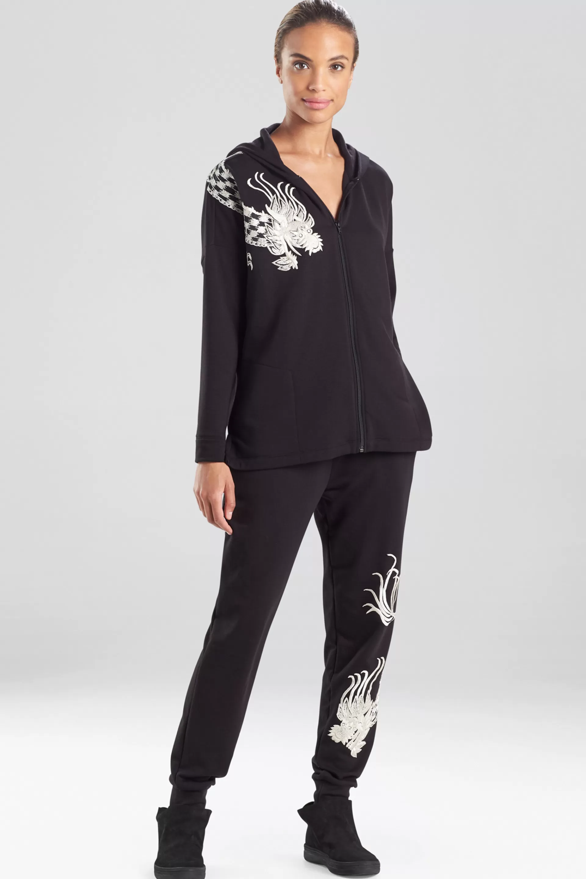 Natori Cardigans & Hoodies<Cocoon Dragon Embroidered Hoodie Black