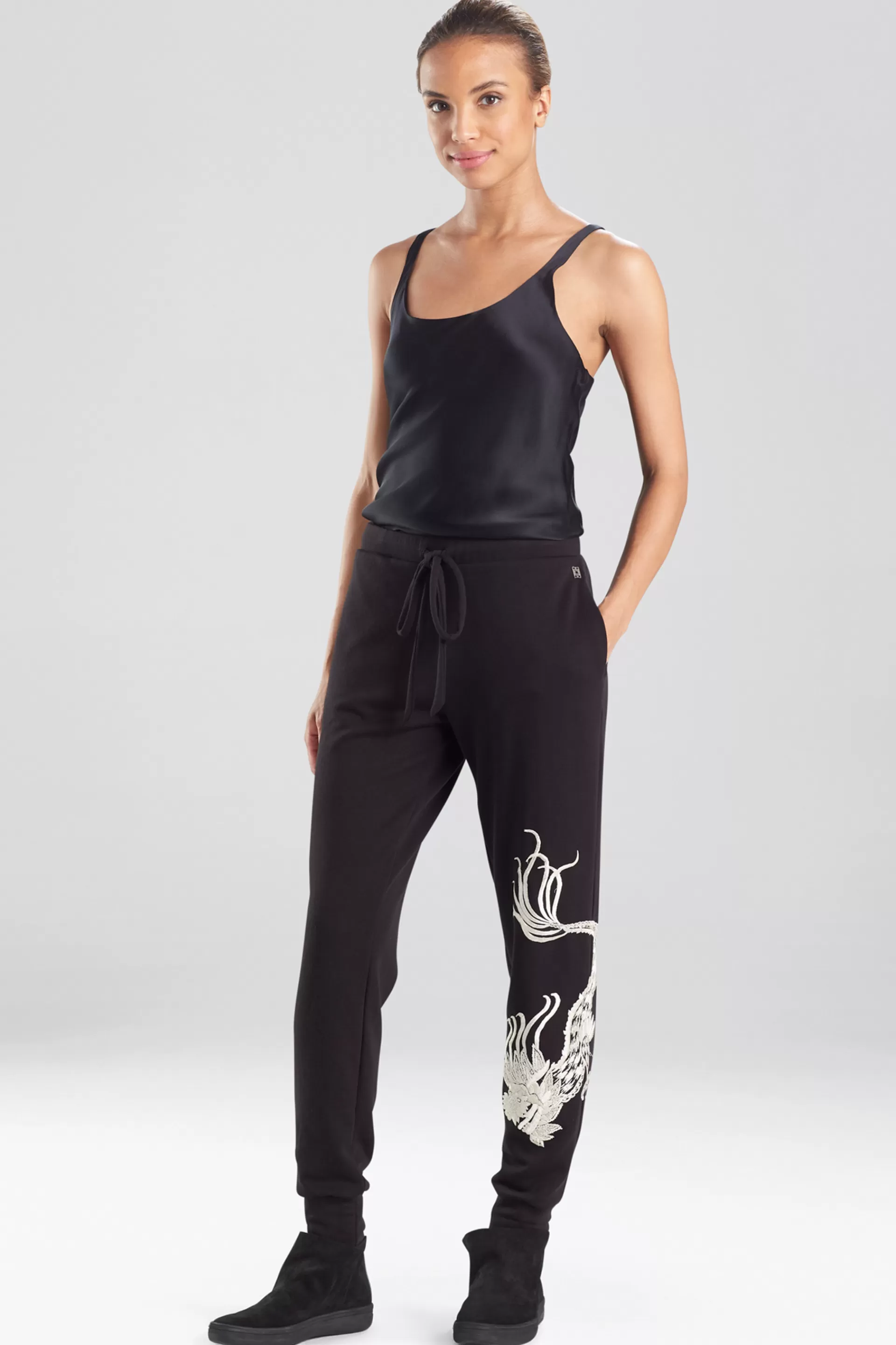 Natori Lounge Bottoms<Cocoon Dragon Embroidered Jogger Pants Black