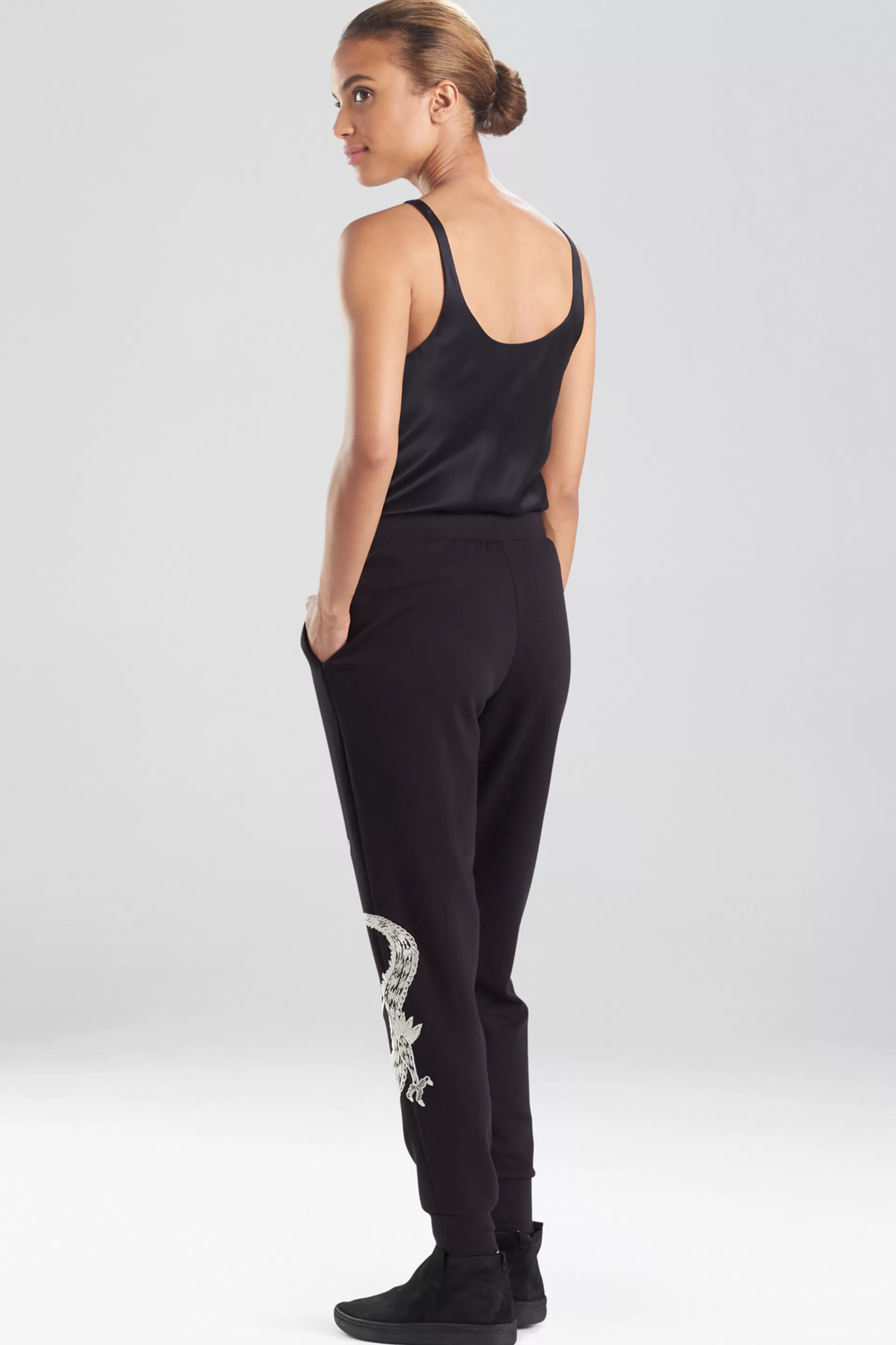 Natori Lounge Bottoms<Cocoon Dragon Embroidered Jogger Pants Black