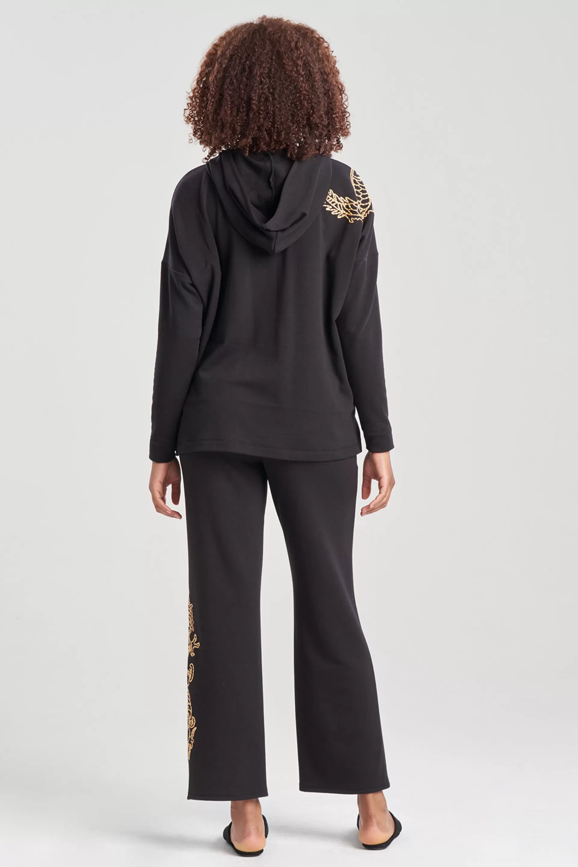 Natori Cardigans & Hoodies<Cocoon Embroidered Dragon Hoodie Black