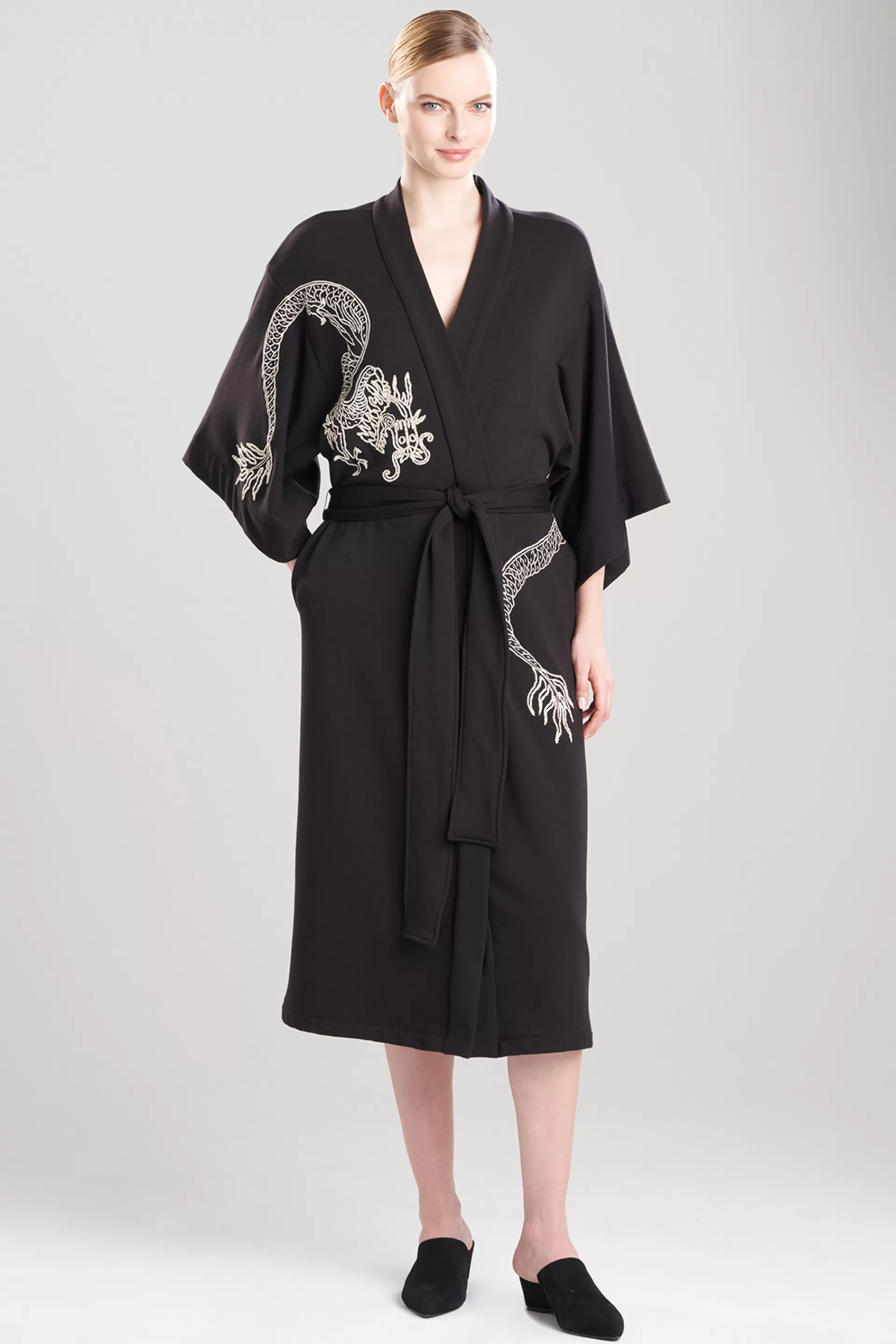 Natori Robes & Kimonos<Cocoon Embroidered Robe Black