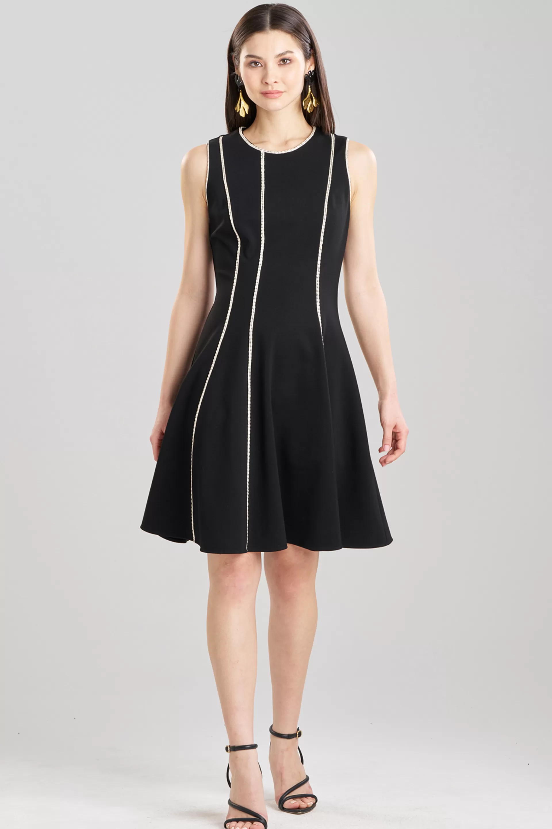 Natori Dresses<Compact Knit Embroidered Dress Black