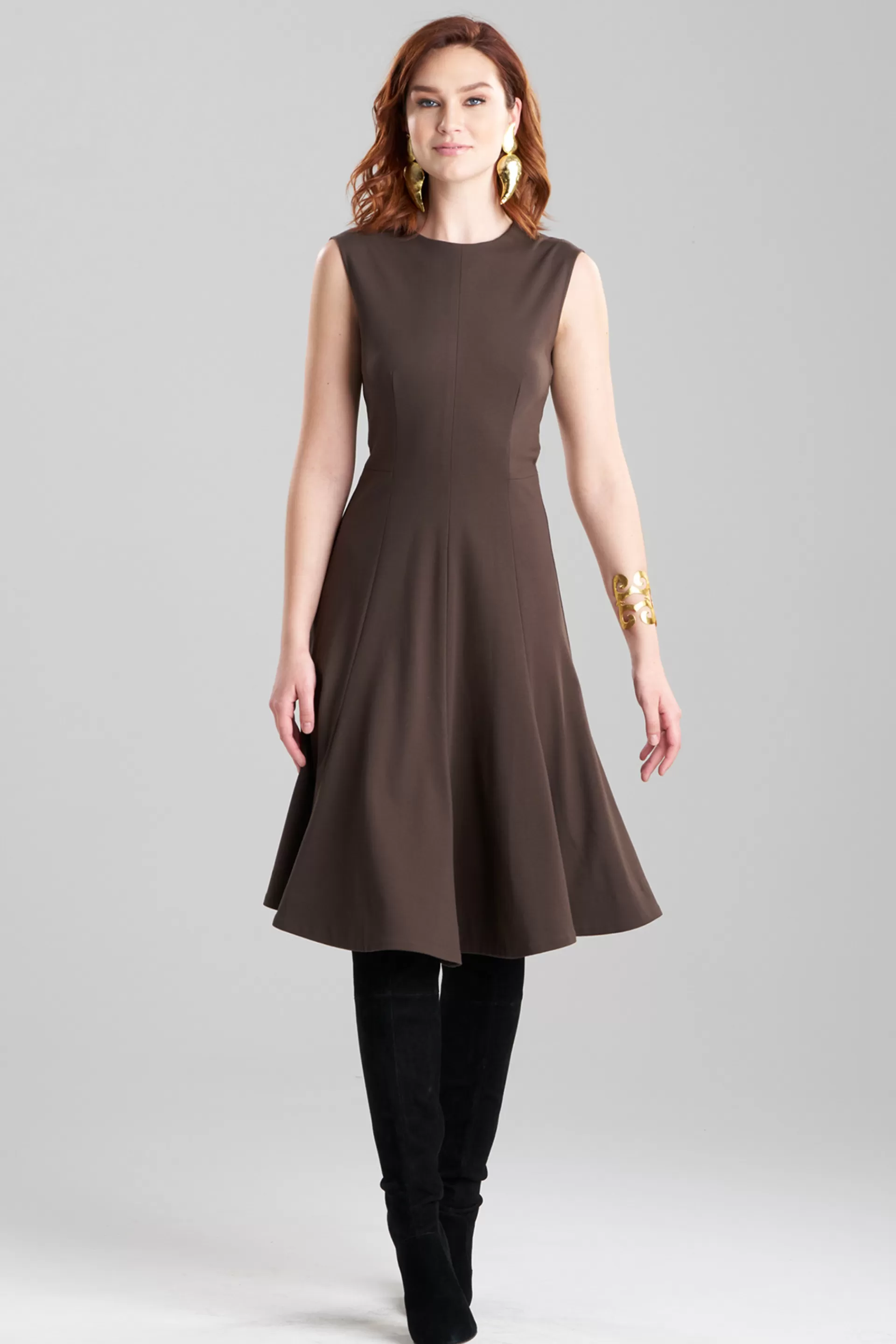 Natori Dresses<Compact Knit Midi Dress Espresso