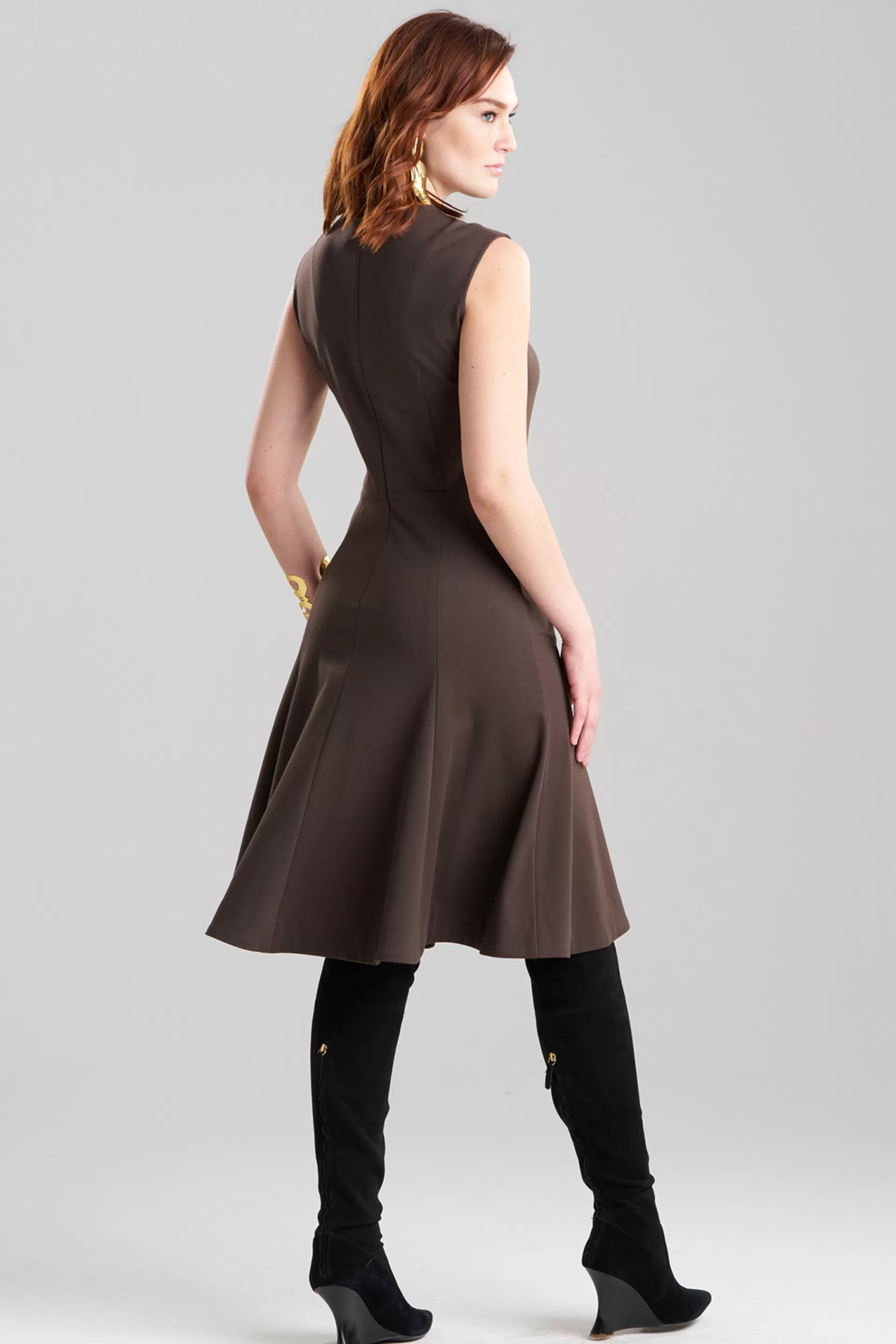 Natori Dresses<Compact Knit Midi Dress Espresso