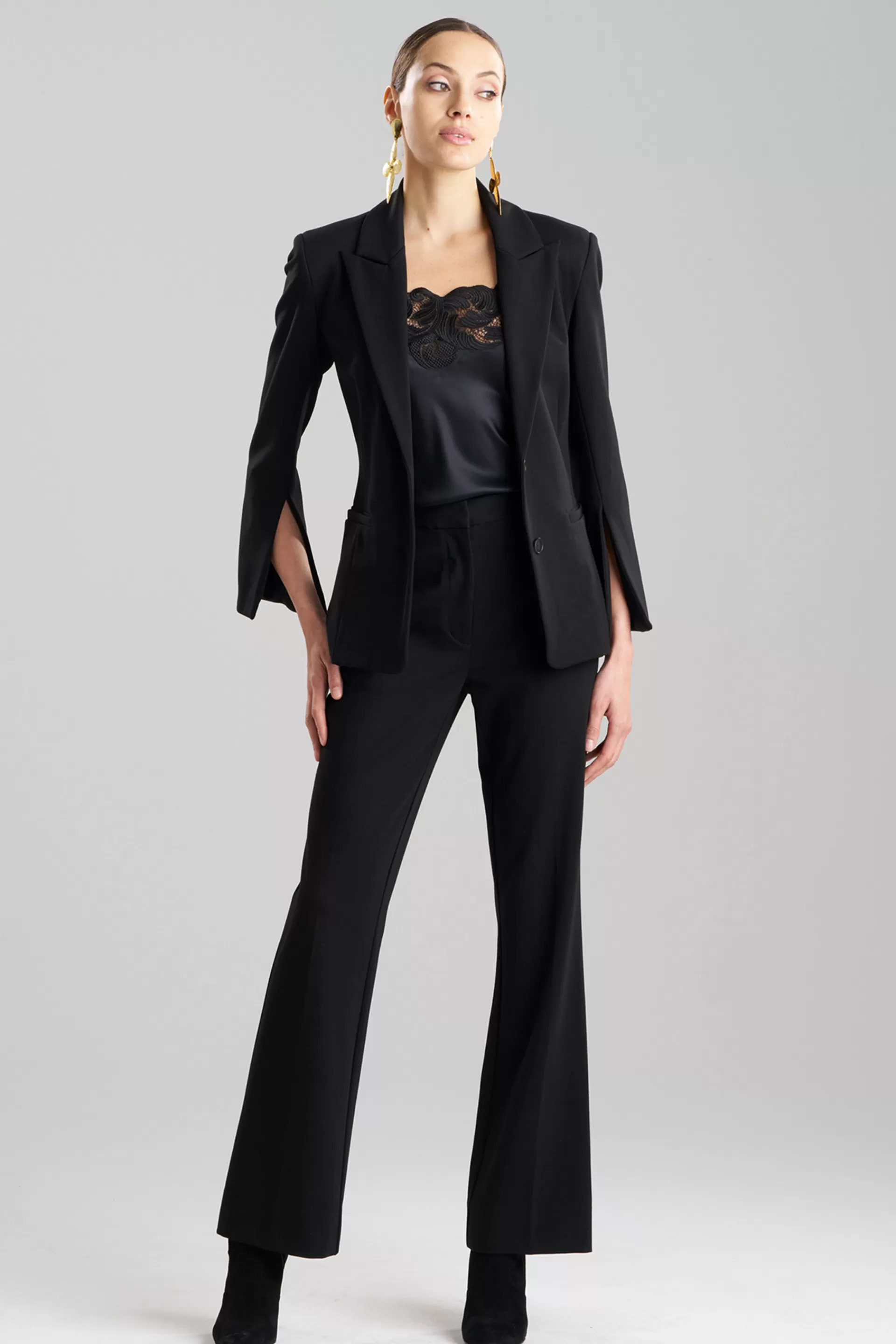 Natori Plus Sizes | Jackets & Outerwear<Compact Knit Two Button Lapel Blazer Black