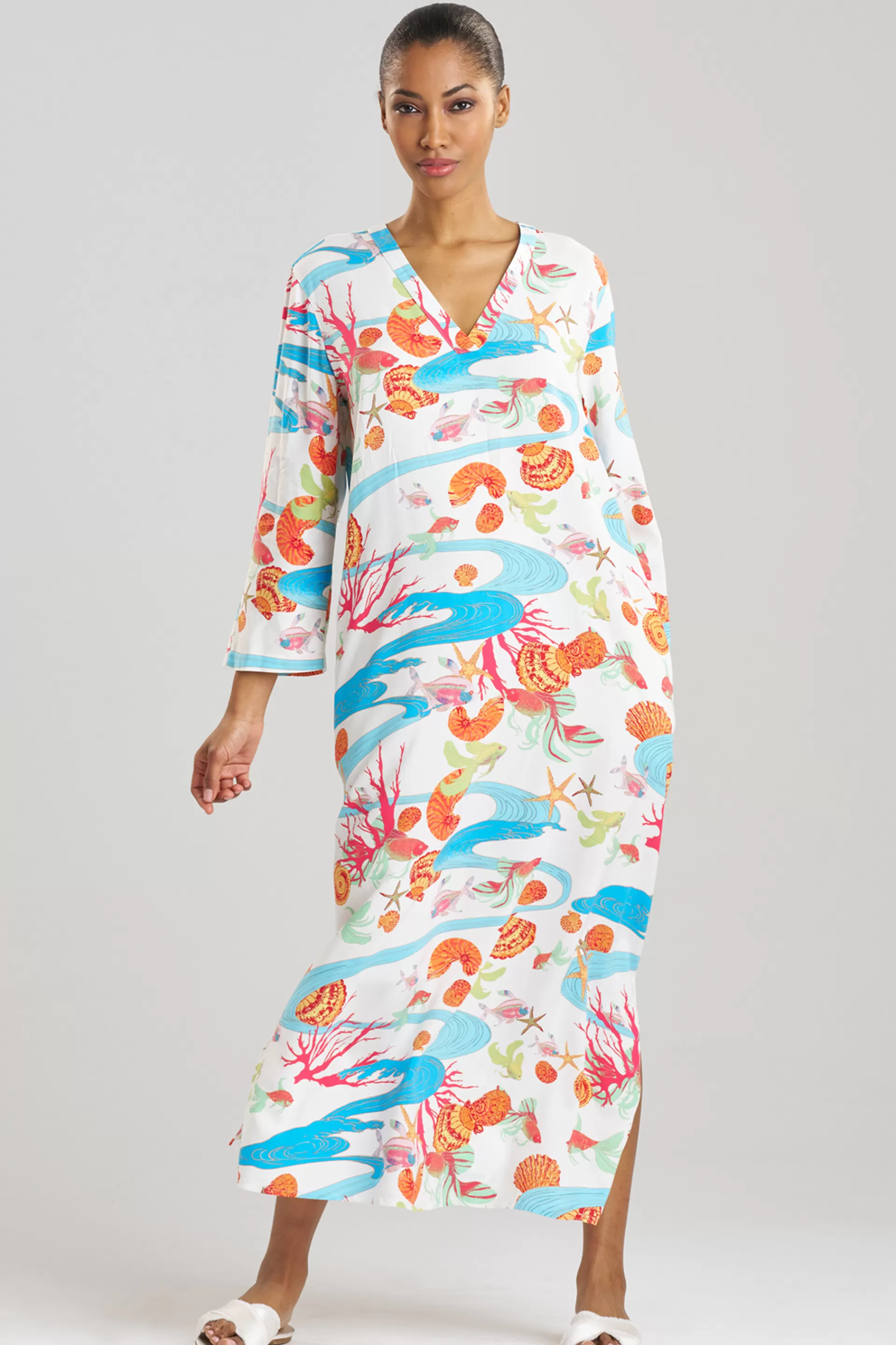 Natori Caftans | Plus Sizes<Coral Reef Caftan White Multi