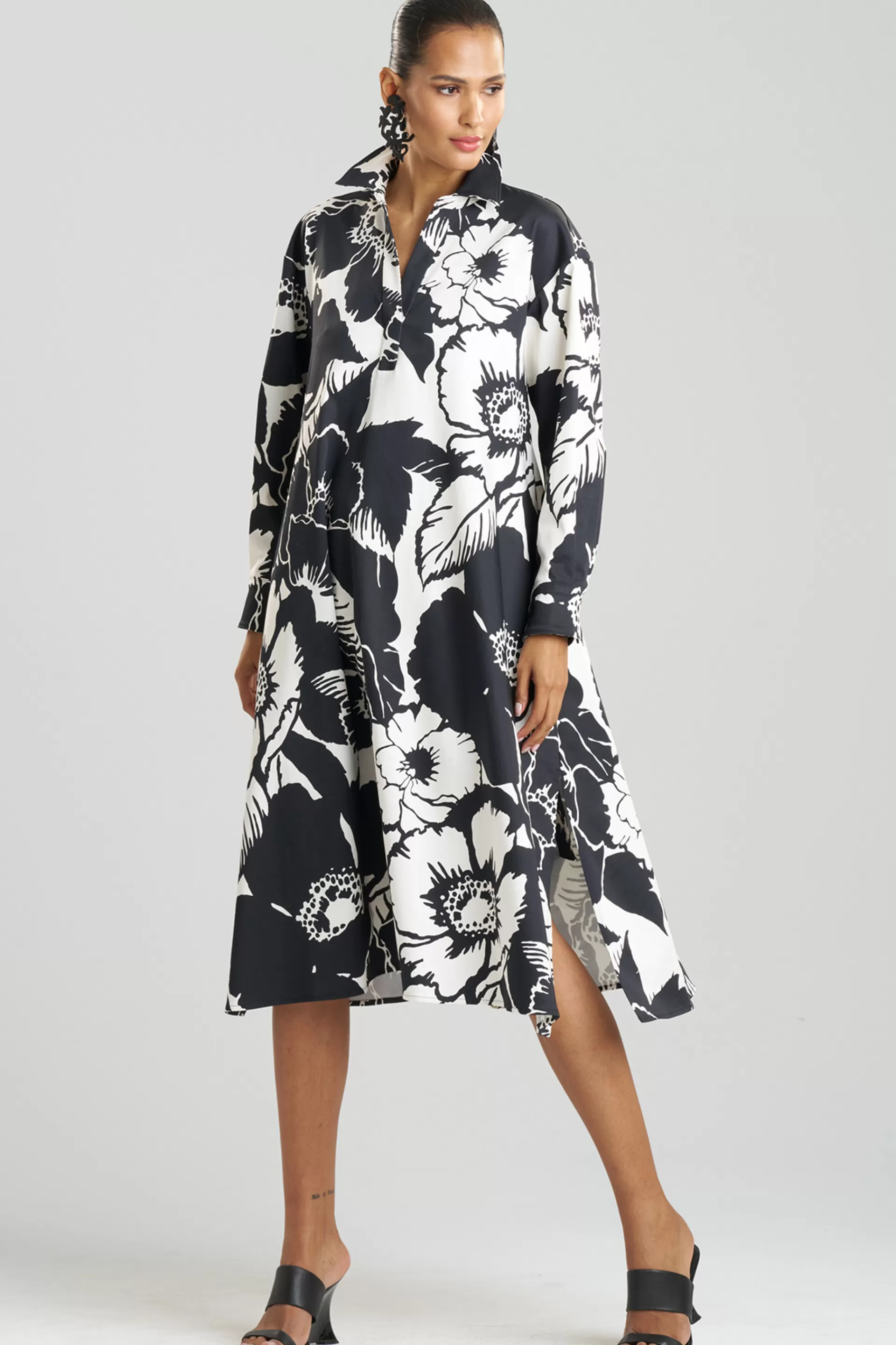 Natori Dresses | Plus Sizes<Cote D'Azur Cotton Chino Oversized Shirtdress Cream/Black