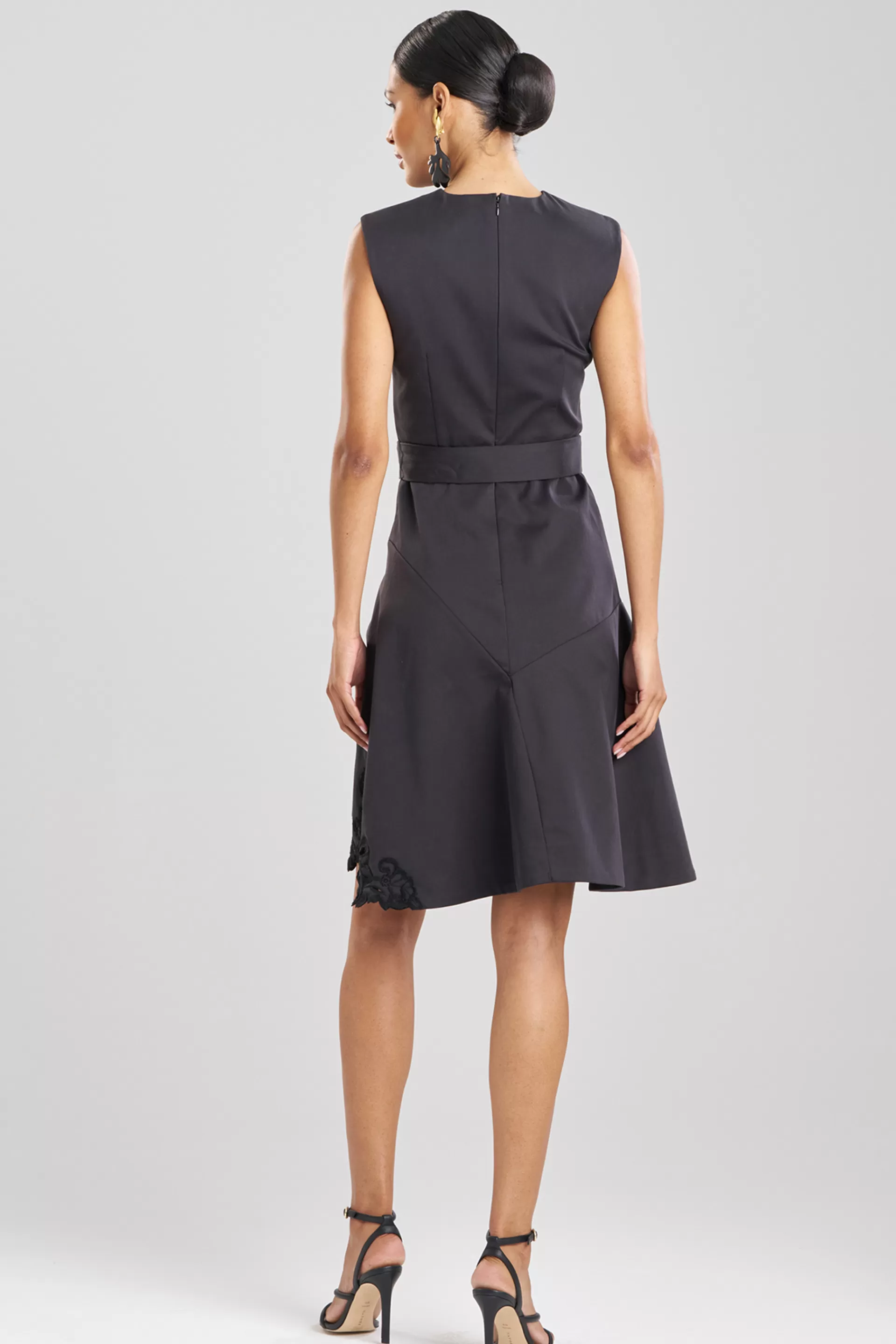 Natori Dresses<Cotton Chino Fit & Flare Embroidered Dress Black