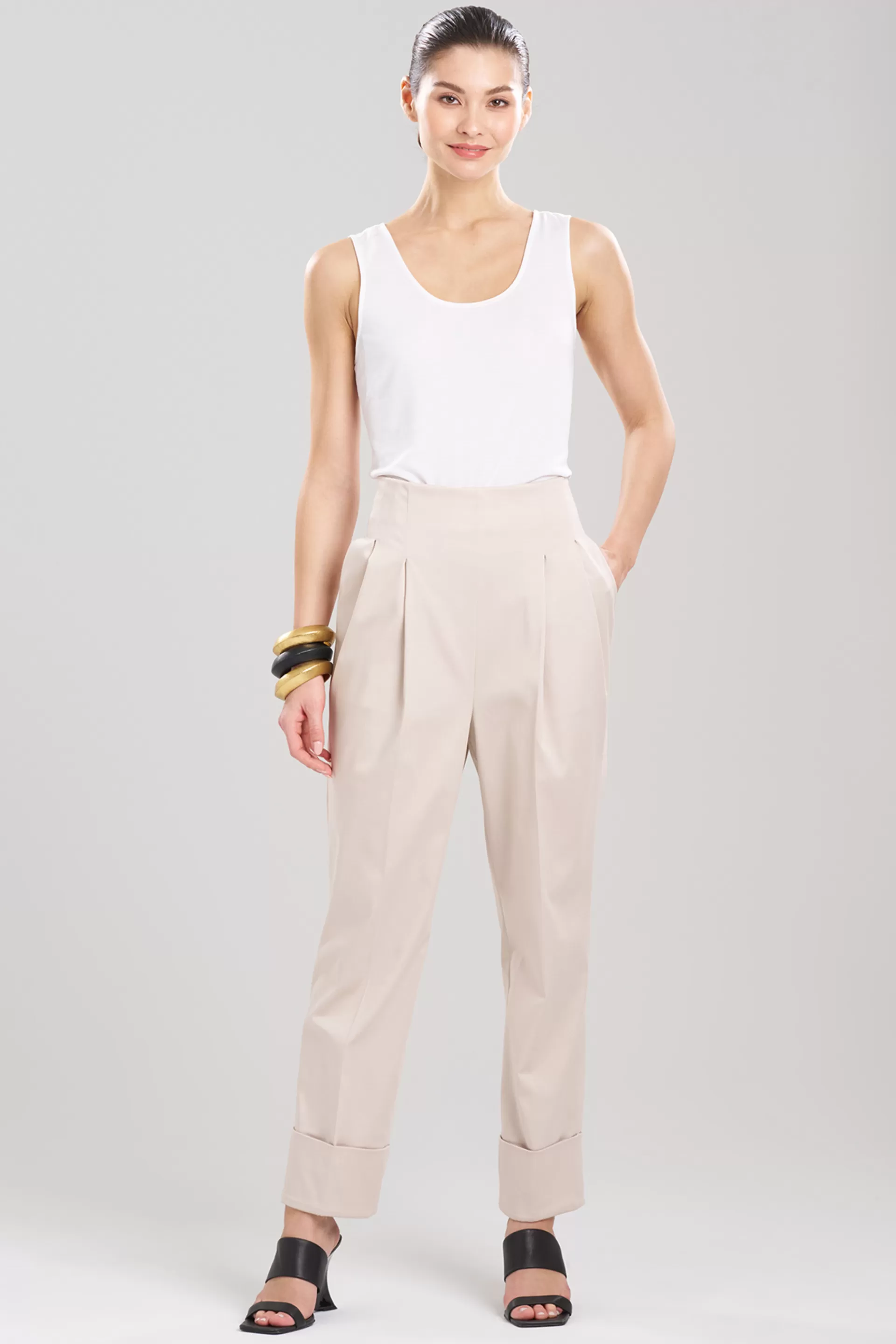 Natori Essentials | Pants, Skirts & Shorts<Cotton Chino High Waisted Pleated Pants