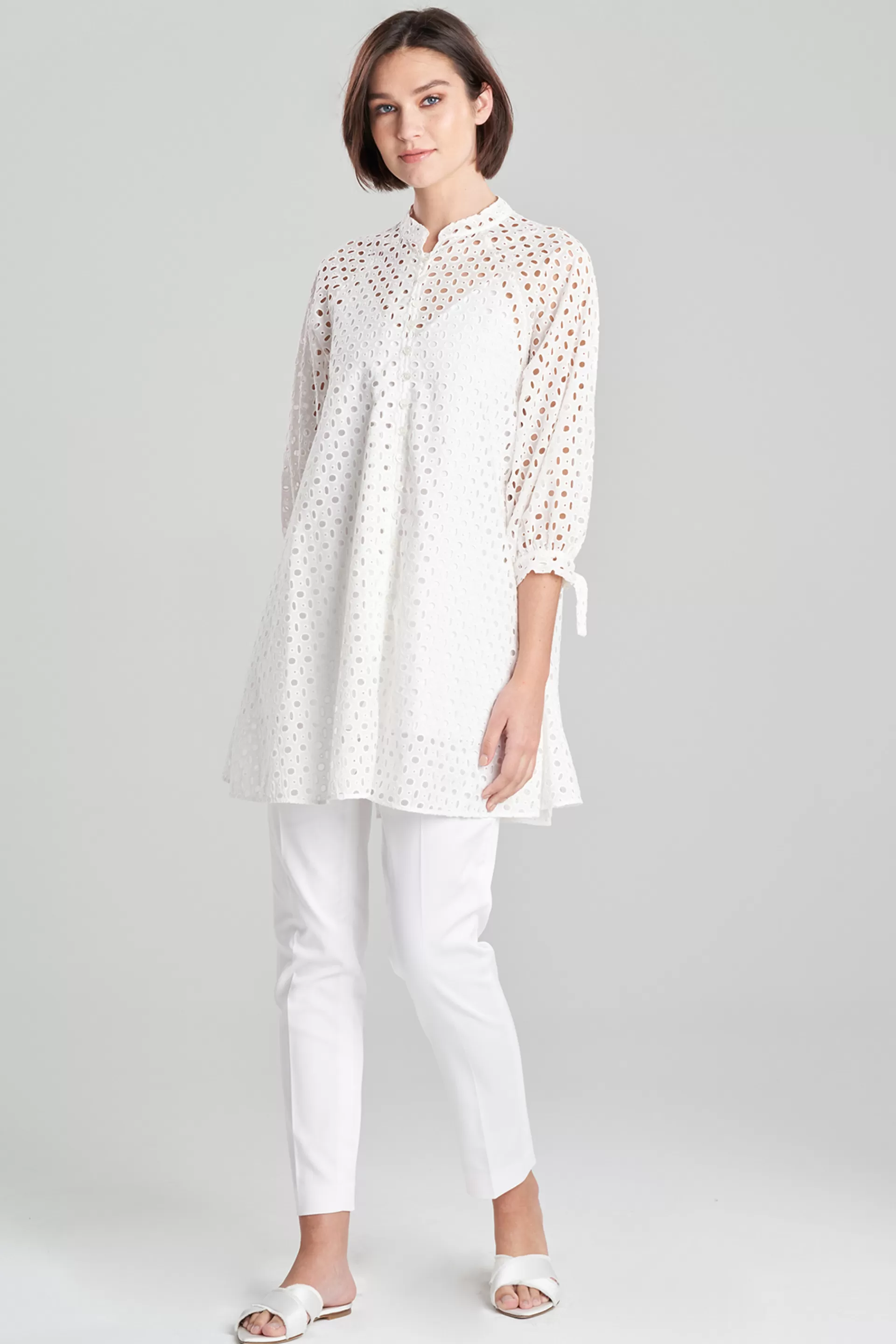 Natori Bridal Shower Outfits | Tops, Shirts & Tunics<Cotton Eyelet Balloon Sleeve Oversized Top White