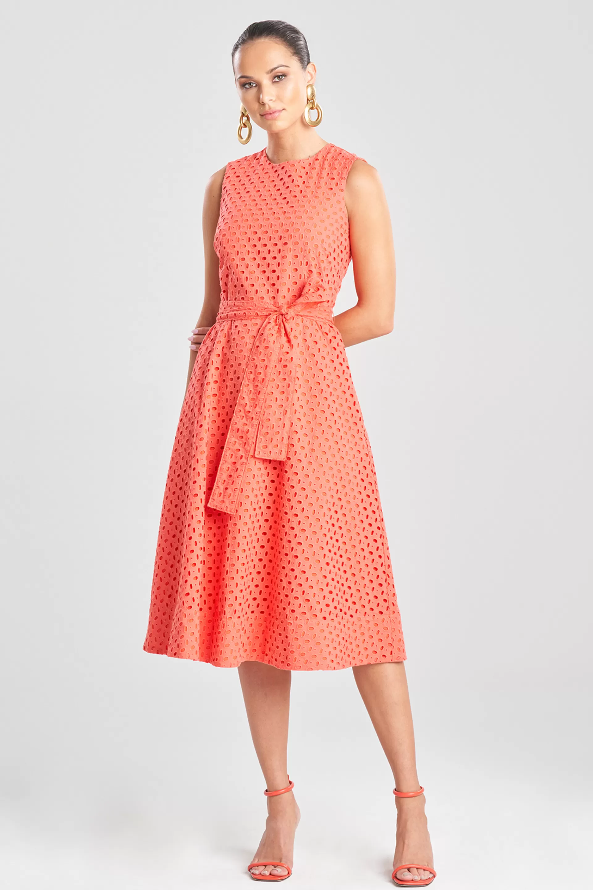 Natori Dresses | Wedding Guest Dresses<Cotton Eyelet Belted Dress