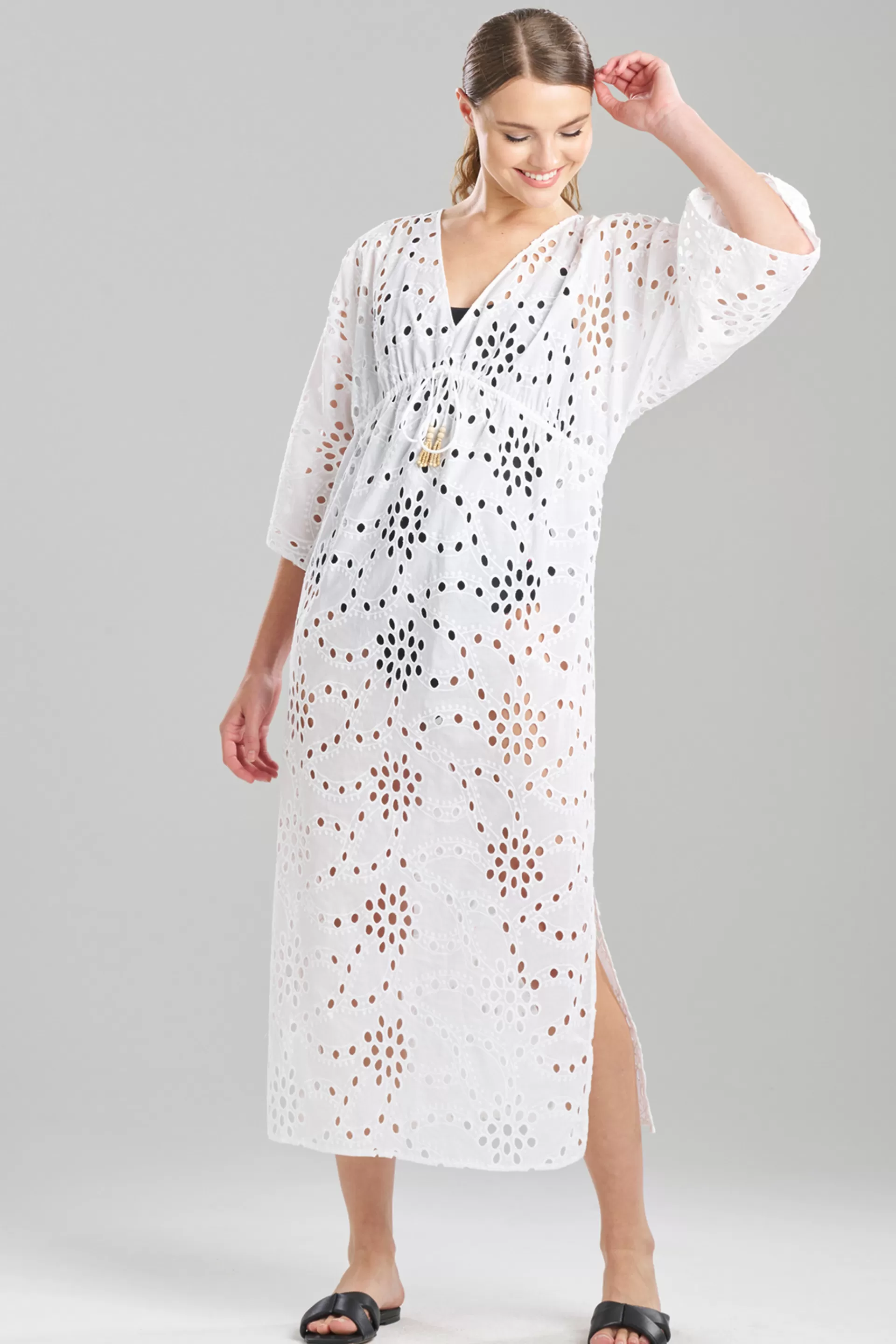 Natori Beach Caftans | Caftan Dresses<Cotton Eyelet Caftan White