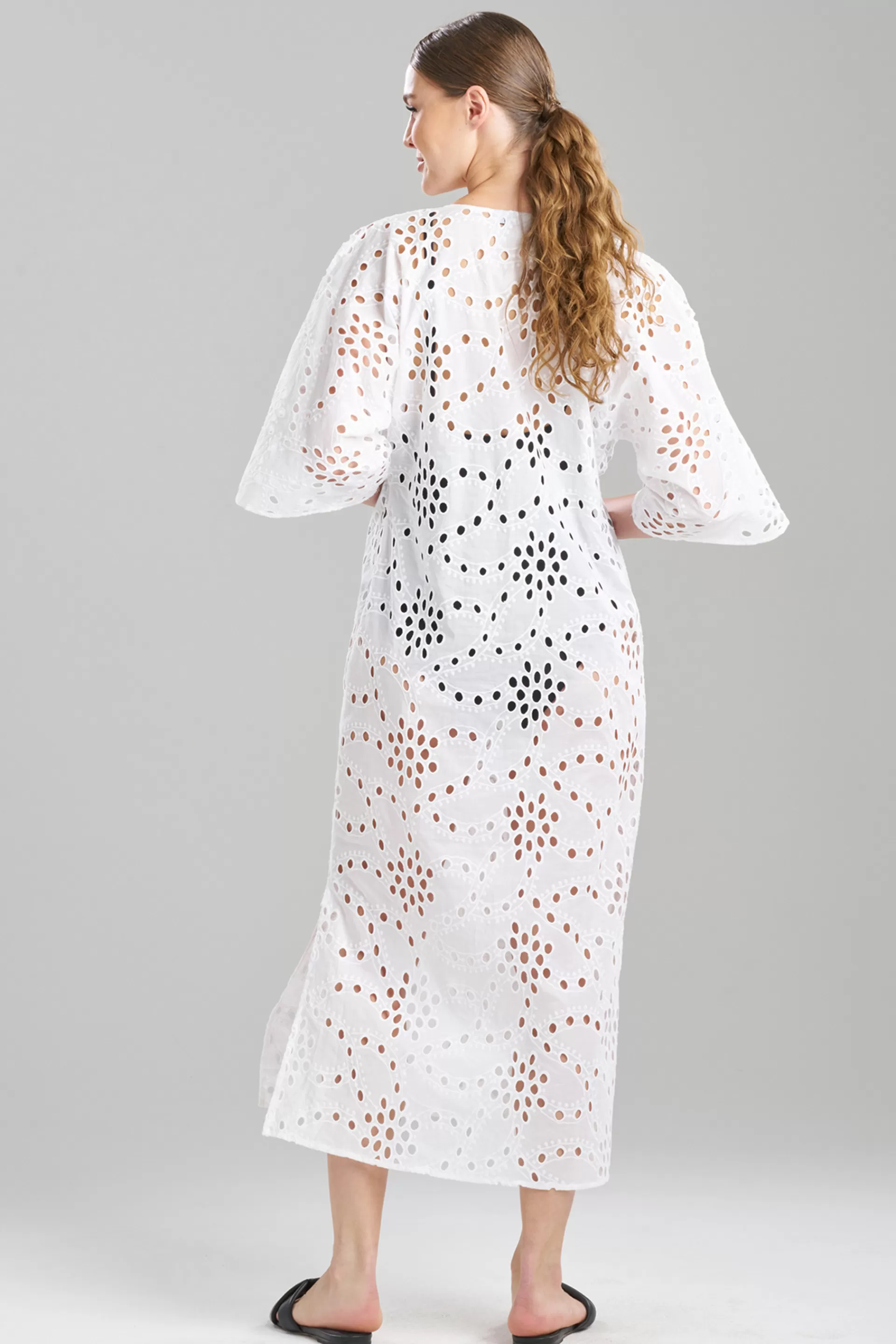 Natori Beach Caftans | Caftan Dresses<Cotton Eyelet Caftan White