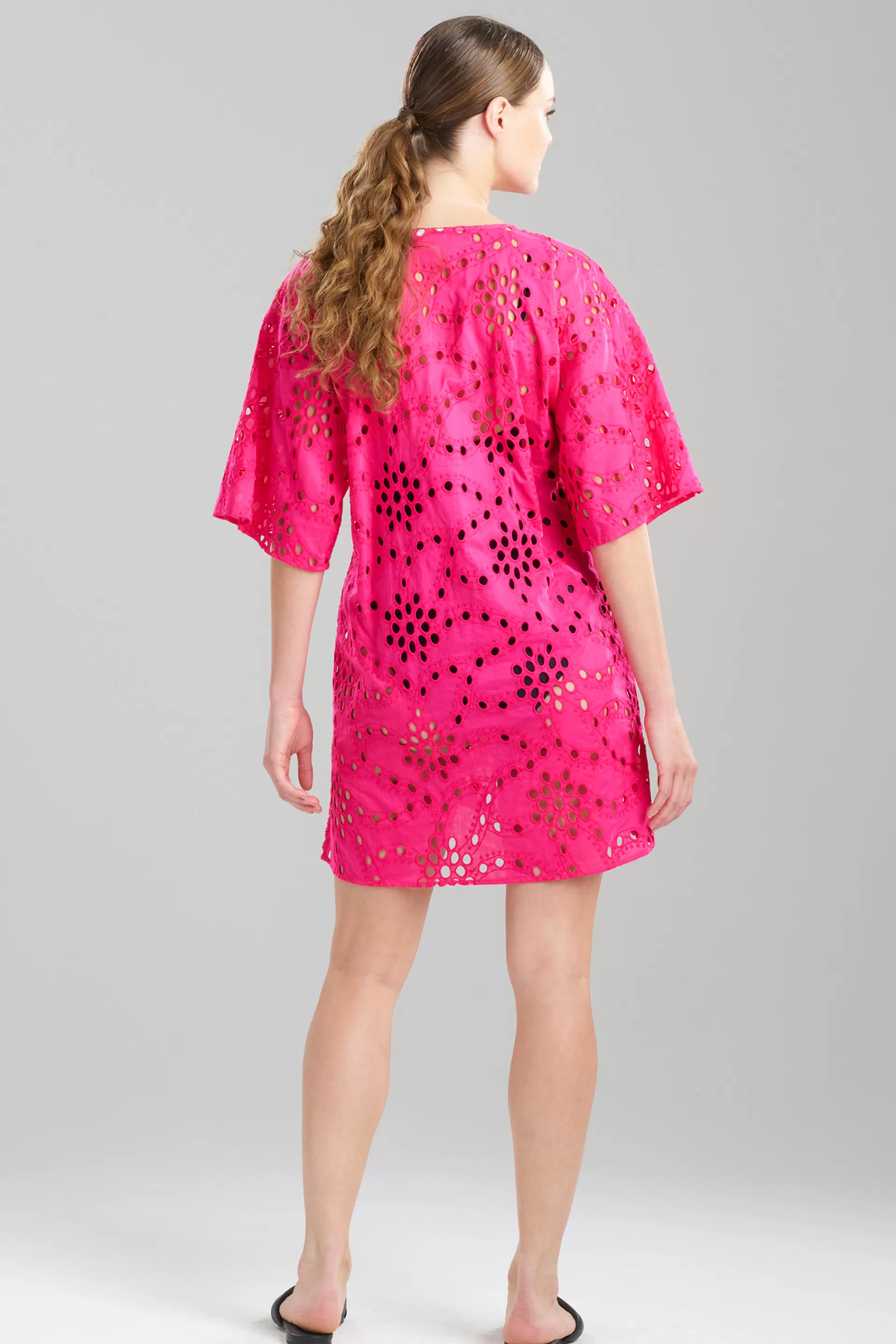 Natori Beach Caftans<Cotton Eyelet Cover-Up Wild Pink